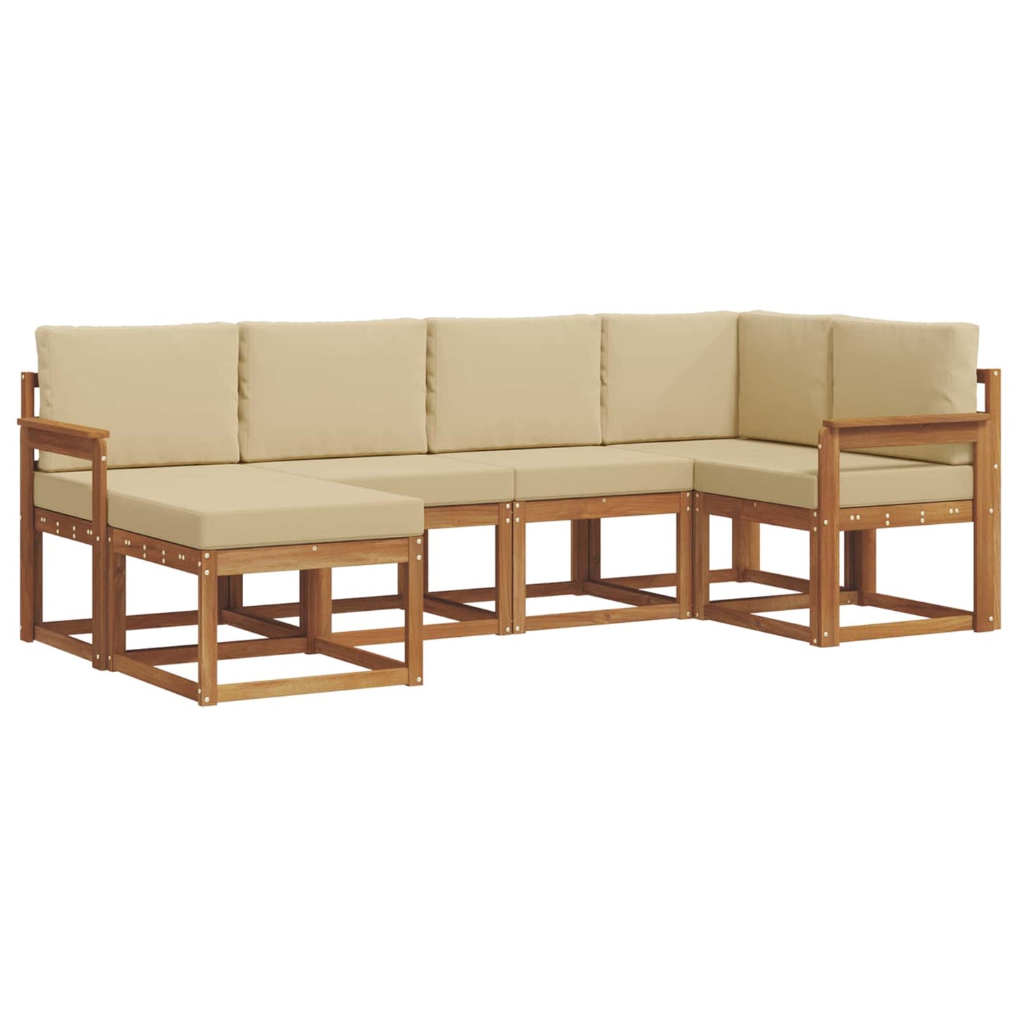 Outdoor-Sofagarnitur mit Kissen 6 pcs Natur und Beige