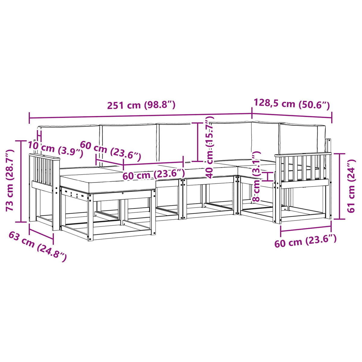 Outdoor-Sofagarnitur 6 stk. Natur und Creme