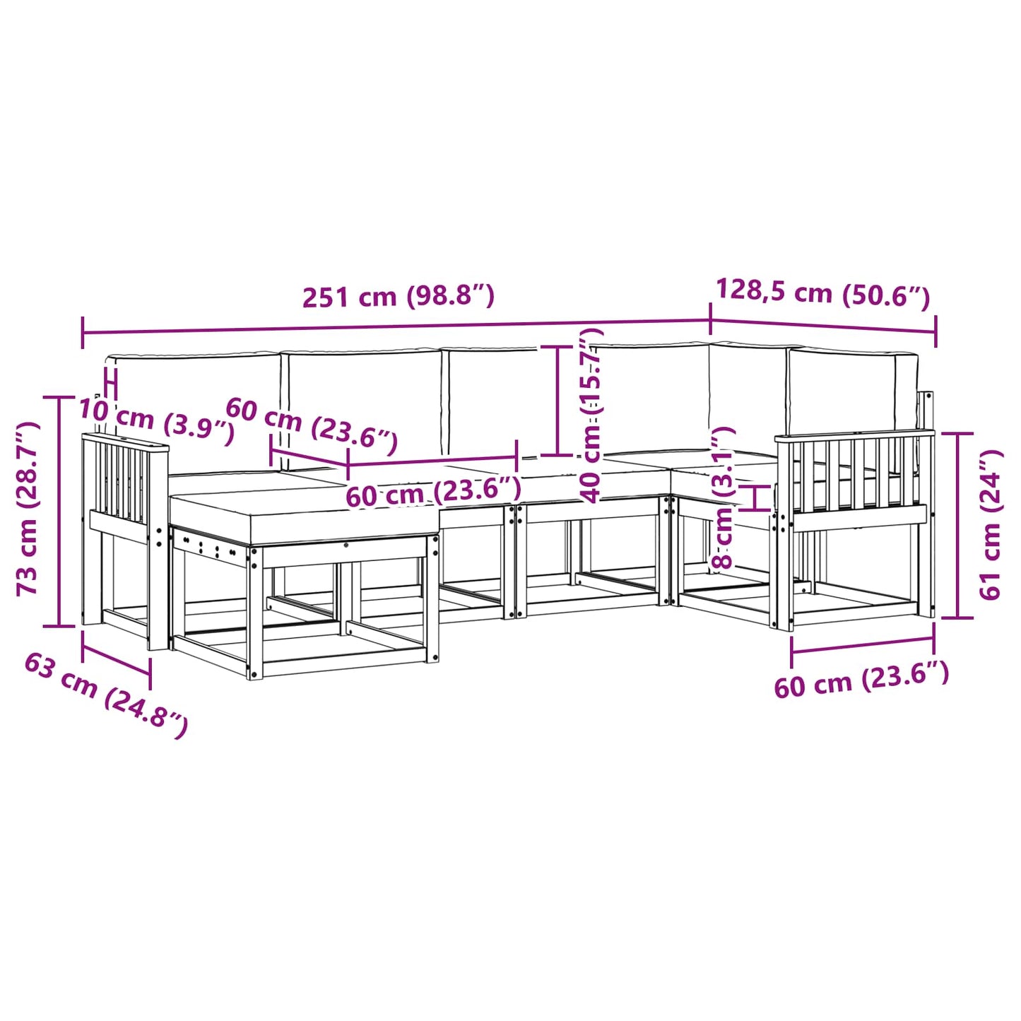 Outdoor-Sofagarnitur 6 stk. Natur und Creme
