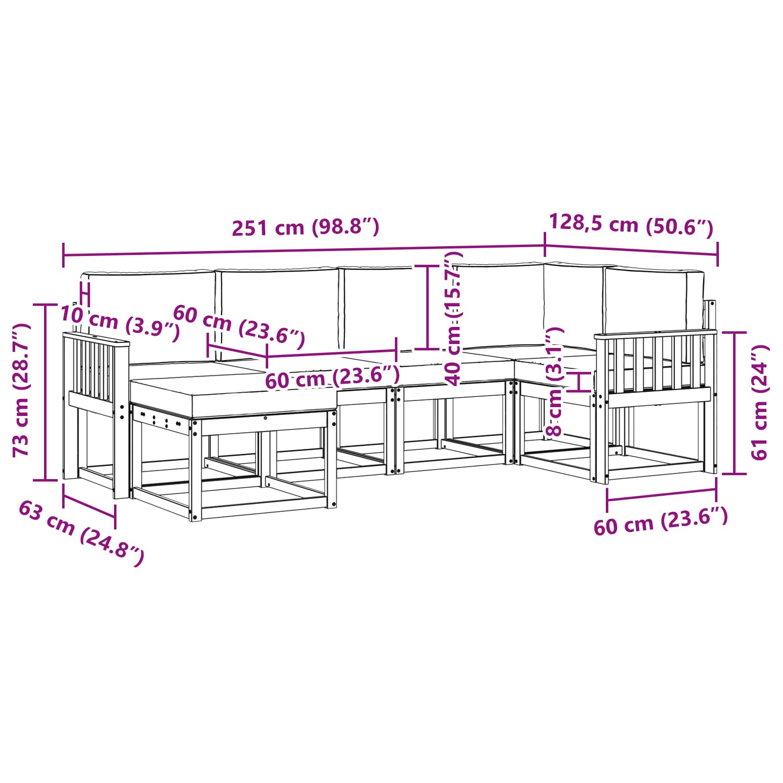 Outdoor-Sofagarnitur 6 stk. Natur und Creme