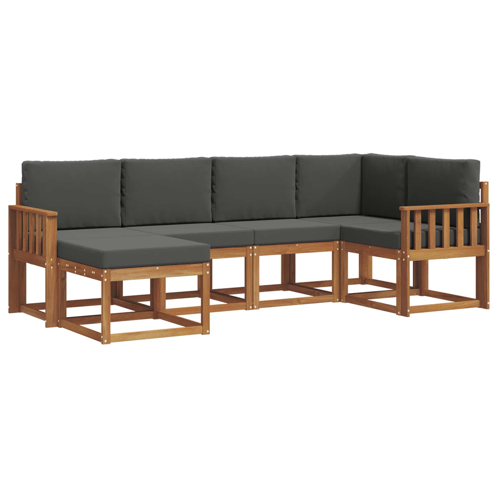 Outdoor-Sofagarnitur 6 stk. Natur und Anthrazit
