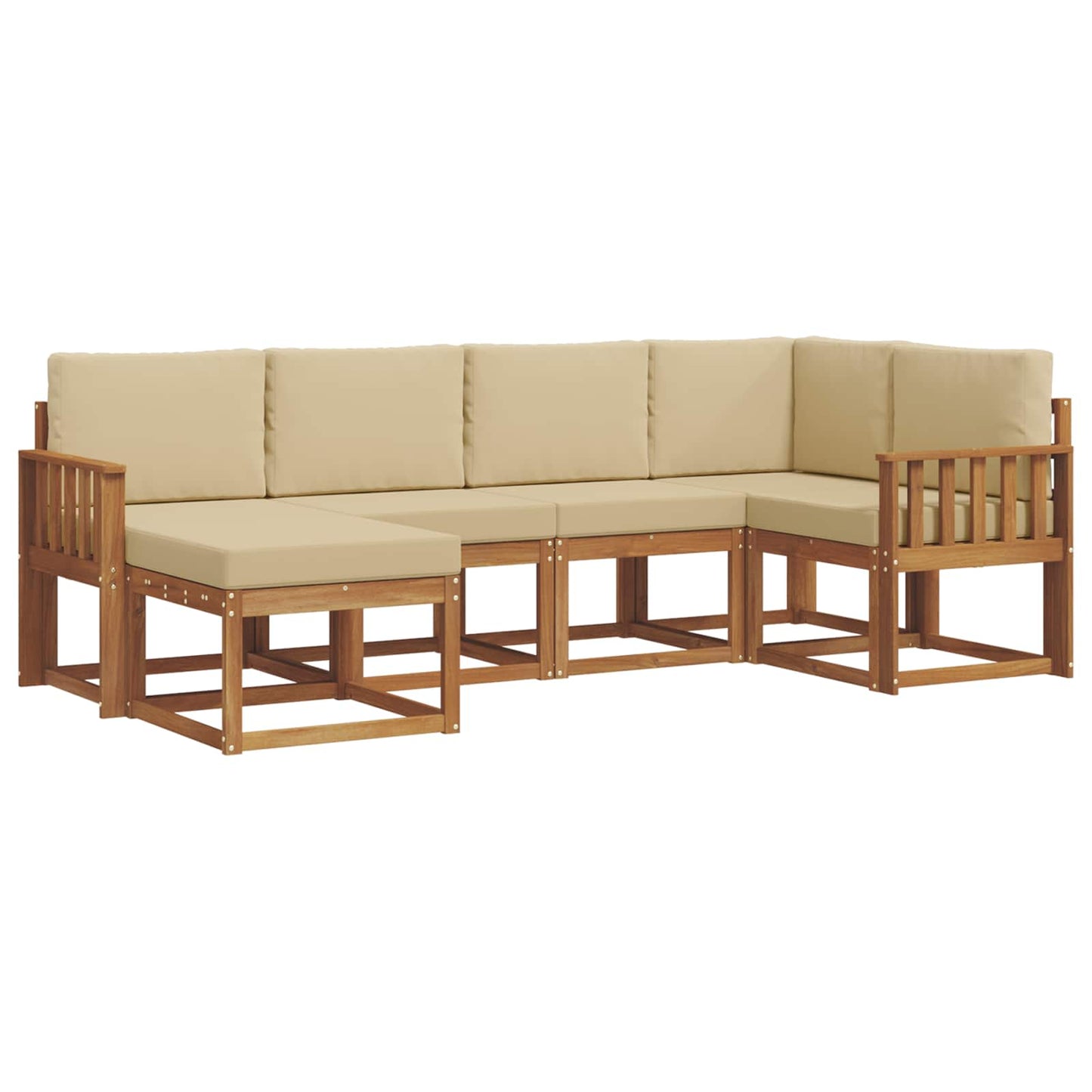 Outdoor-Sofagarnitur mit Kissen 6 pcs Natur und Beige