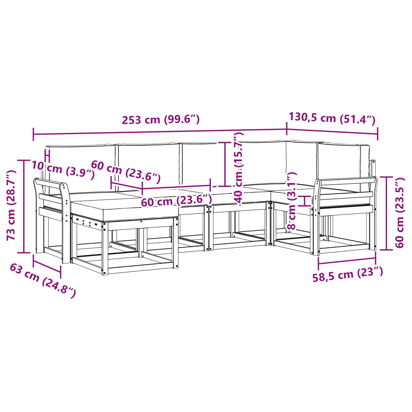 Outdoor-Sofagarnitur 6 stk. Natur und Creme