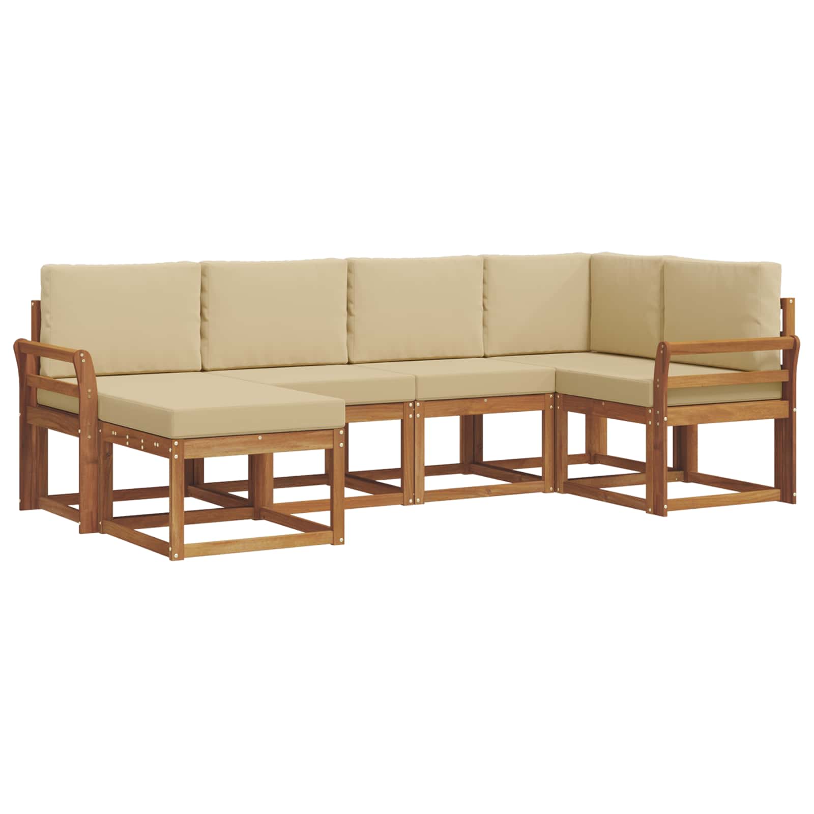 Outdoor-Sofagarnitur mit Kissen 6 pcs Natur und Beige