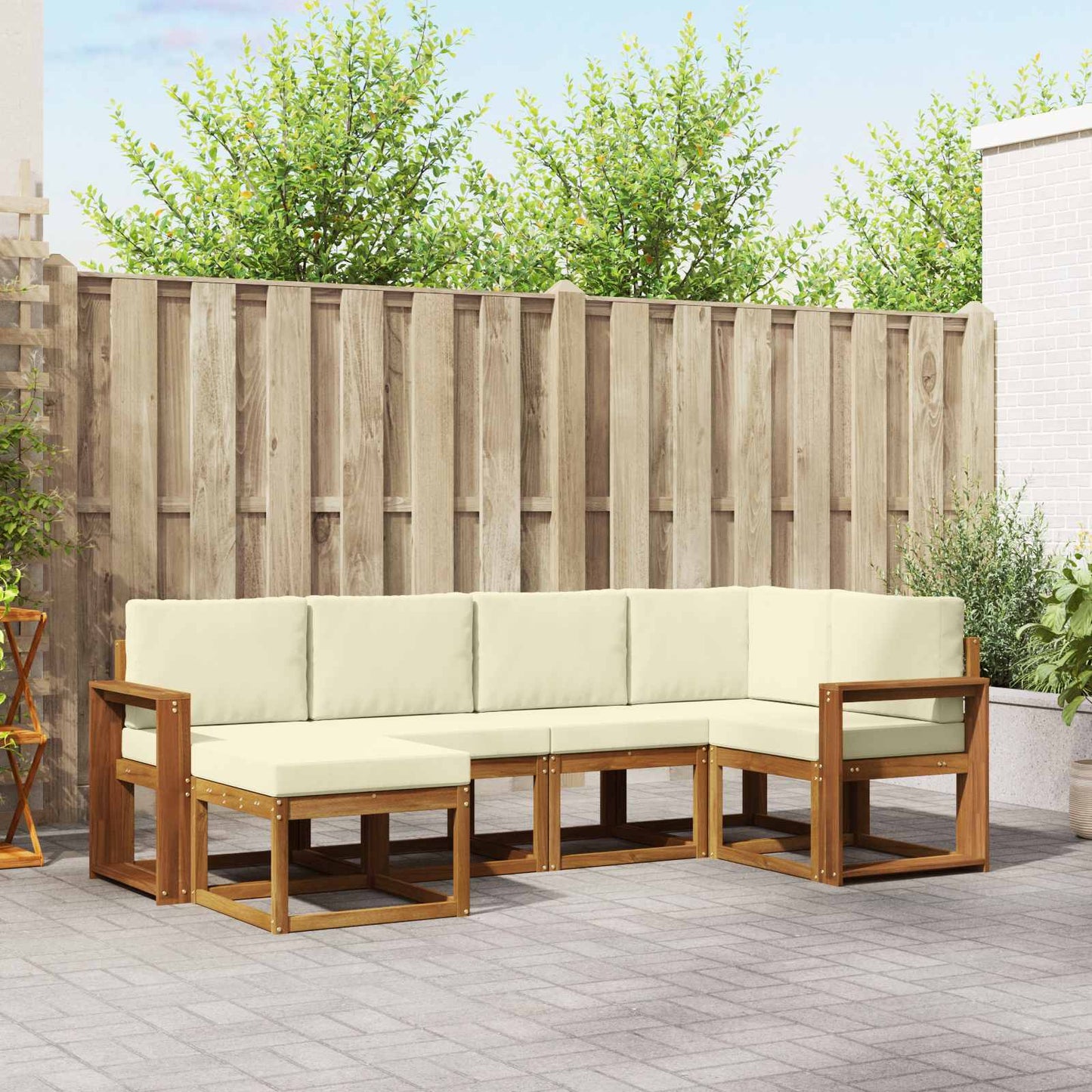 Outdoor-Sofagarnitur 6 stk. Natur und Creme