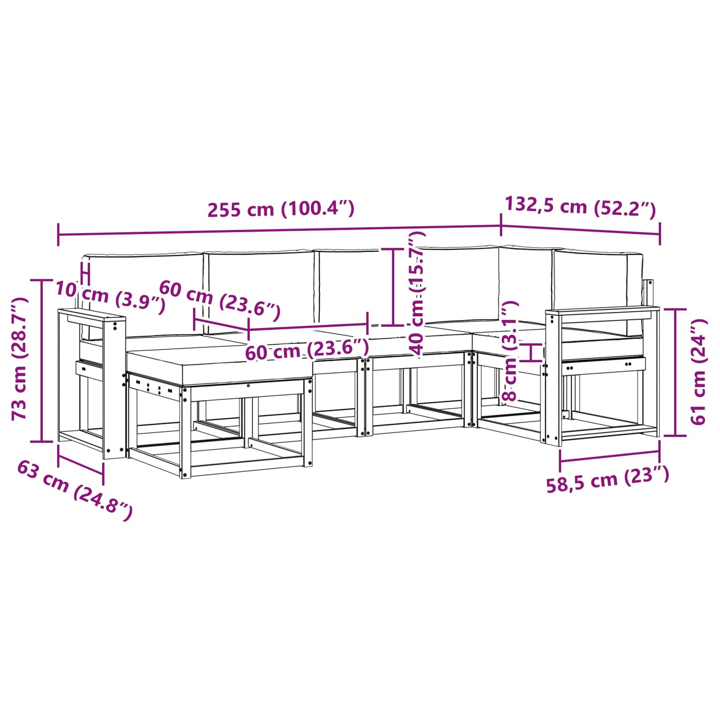 Outdoor-Sofagarnitur 6 stk. Natur und Creme