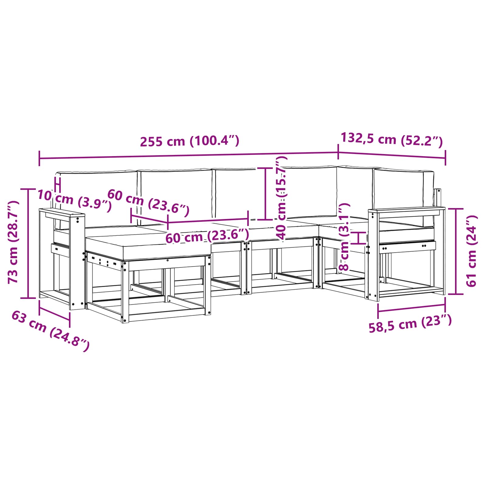 Outdoor-Sofagarnitur 6 stk. Natur und Creme