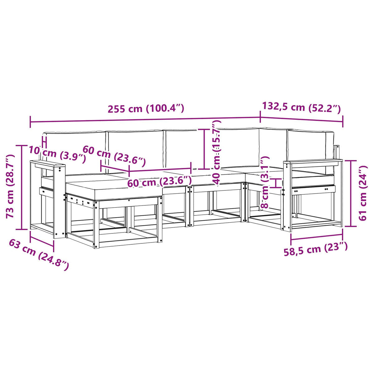 Outdoor-Sofagarnitur 6 stk. Natur und Creme