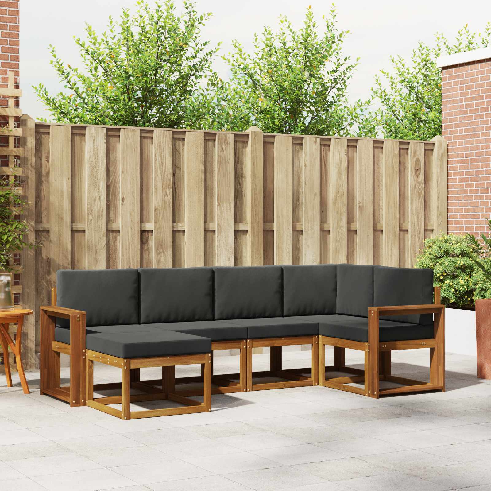 Outdoor-Sofagarnitur 6 stk. Natur und Anthrazit