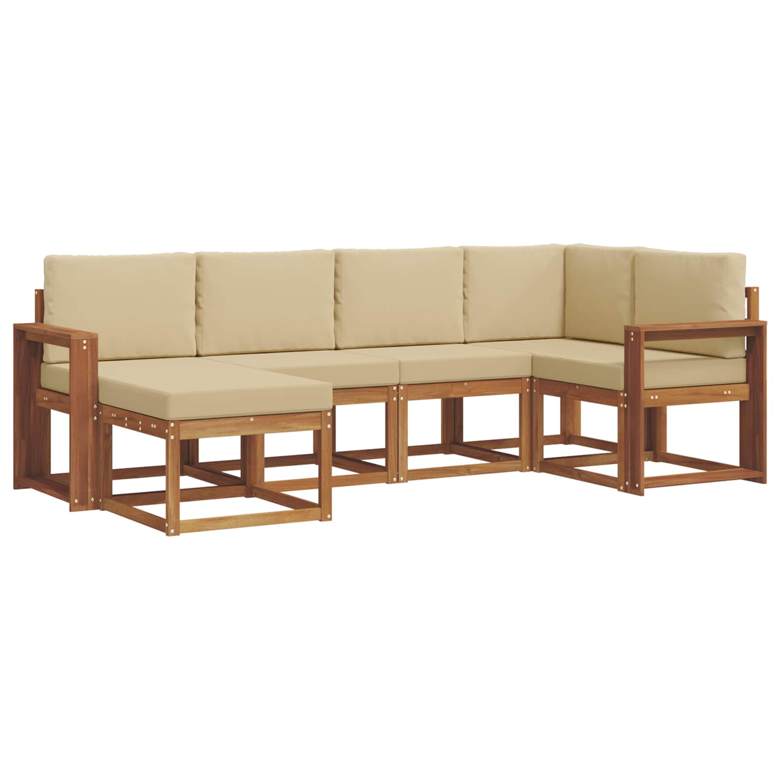 Outdoor-Sofagarnitur mit Kissen 6 pcs Natur und Beige