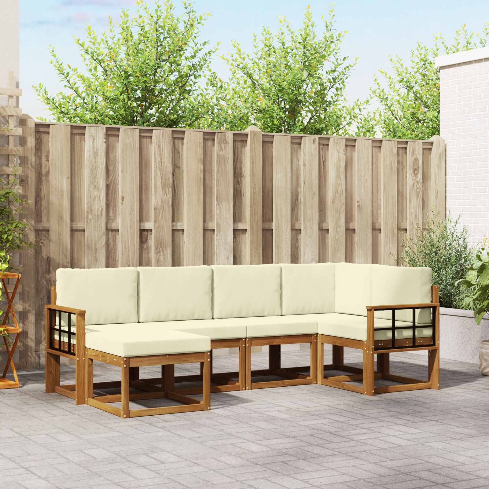 Outdoor-Sofagarnitur 6 stk. Natur und Creme