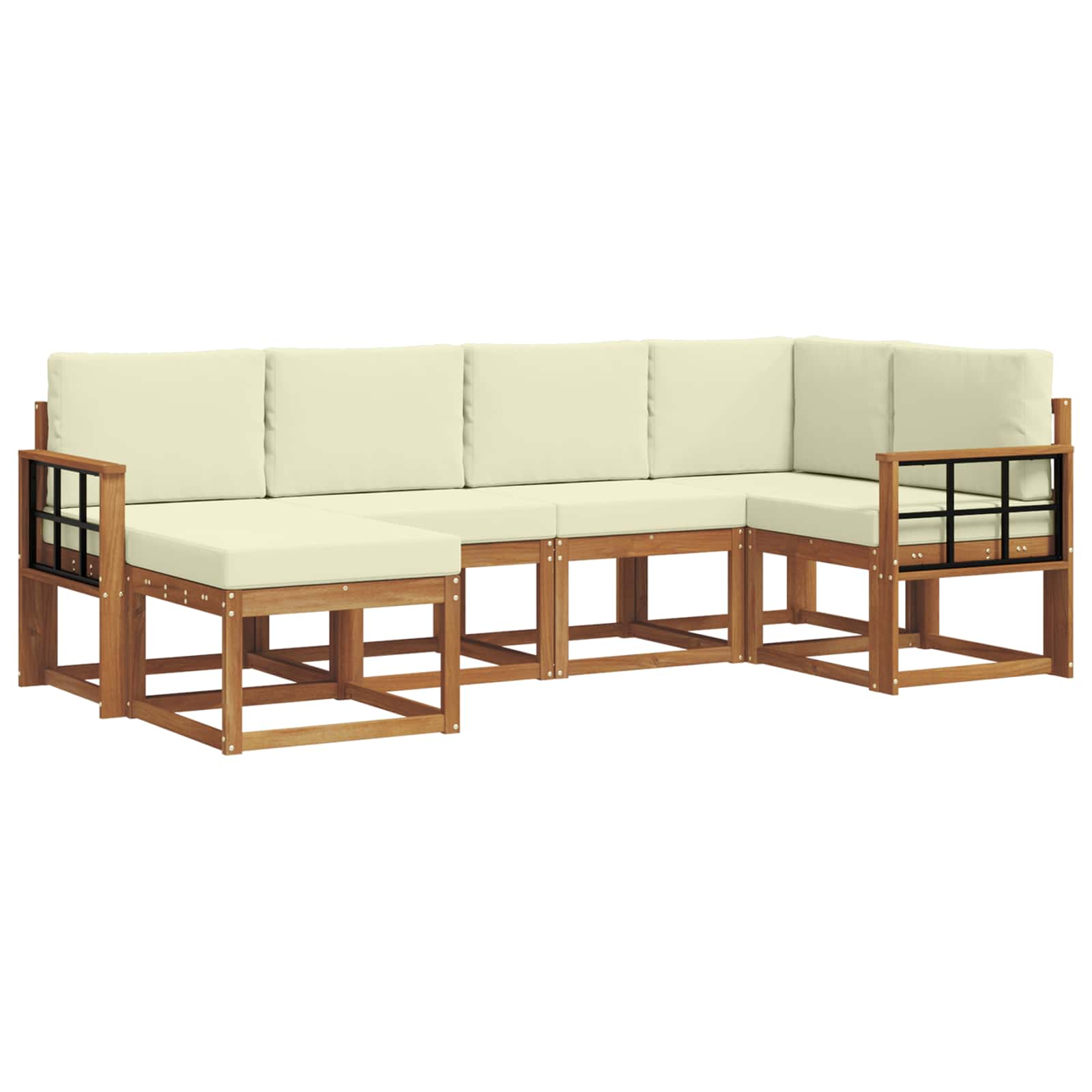 Outdoor-Sofagarnitur 6 stk. Natur und Creme