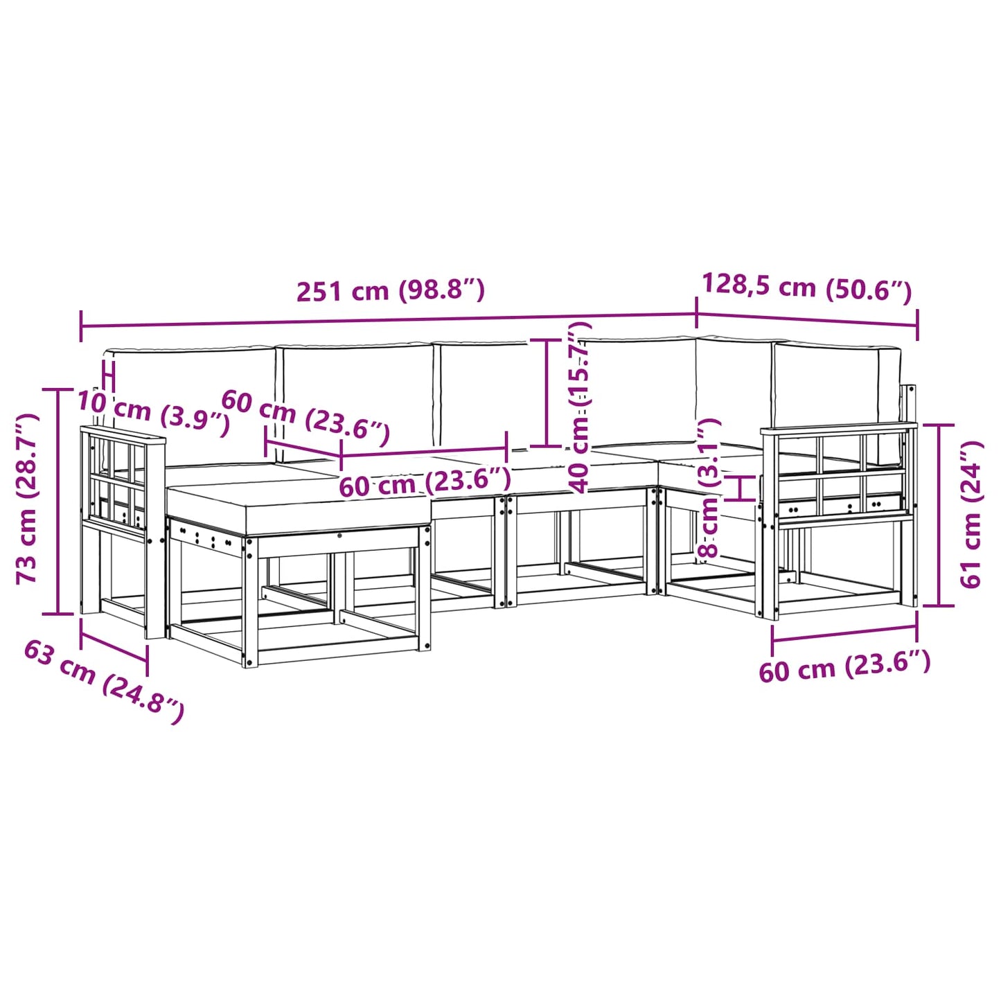 Outdoor-Sofagarnitur 6 stk. Natur und Creme