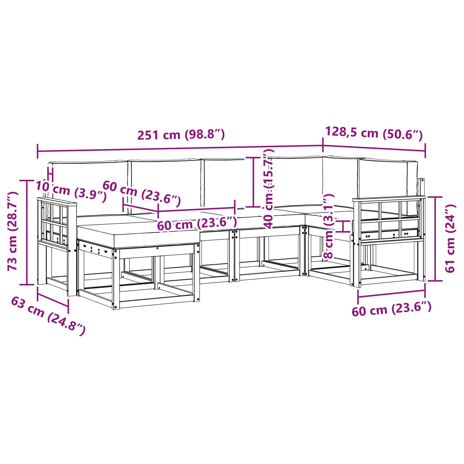 Outdoor-Sofagarnitur 6 stk. Natur und Creme