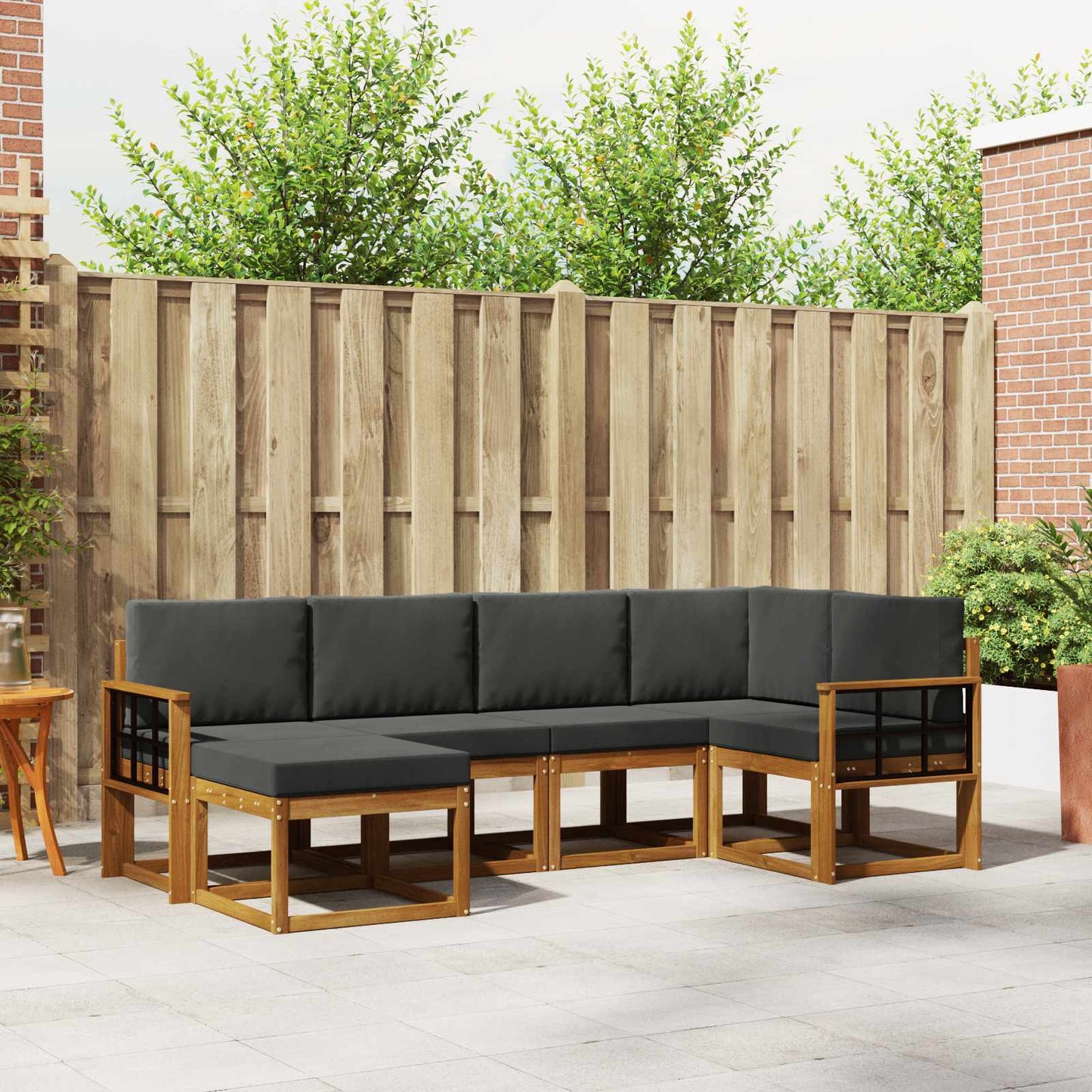 Outdoor-Sofagarnitur 6 stk. Natur und Anthrazit