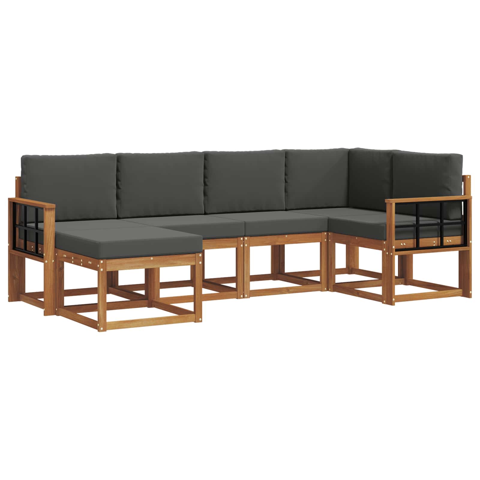 Outdoor-Sofagarnitur 6 stk. Natur und Anthrazit