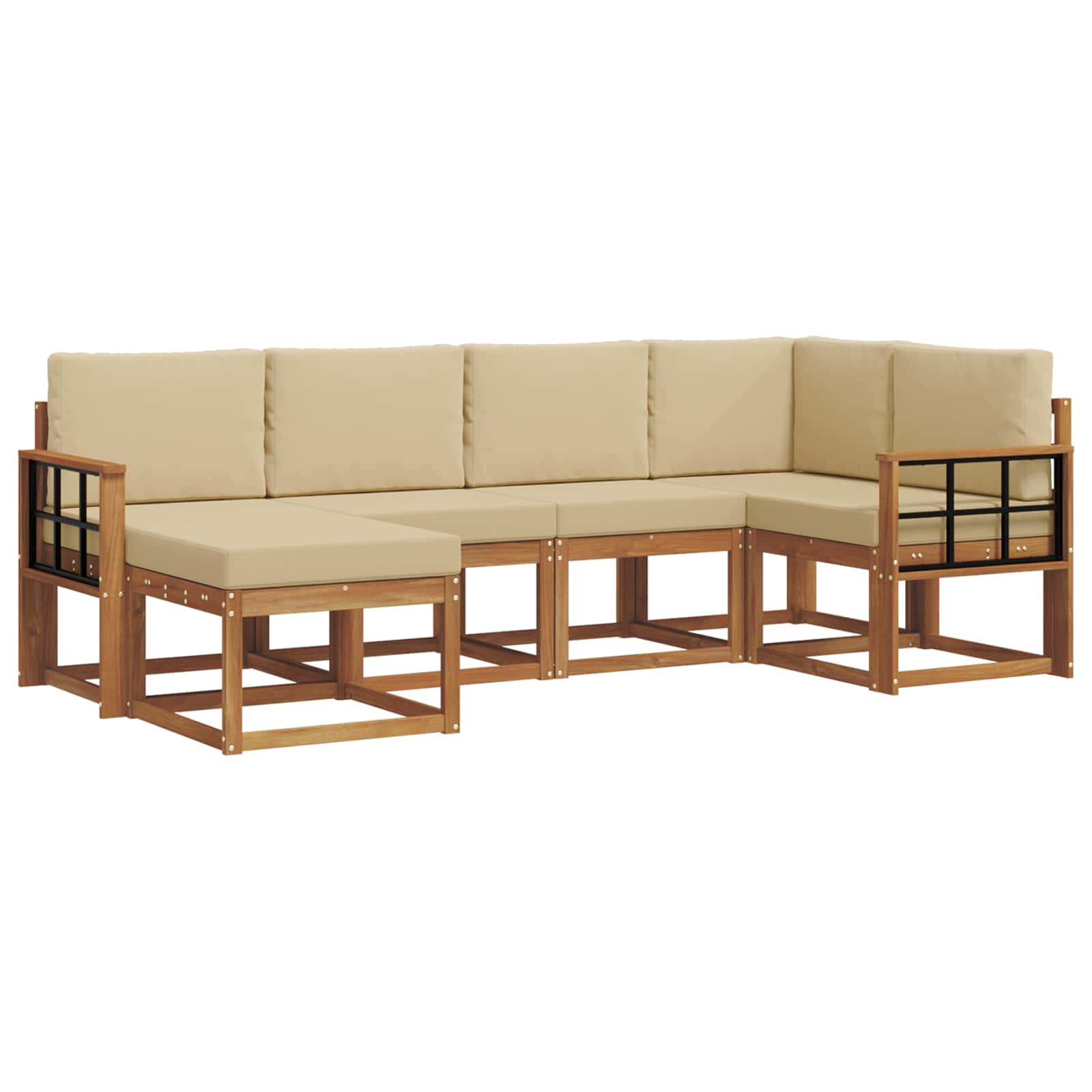 Outdoor-Sofagarnitur mit Kissen 6 pcs Natur und Beige