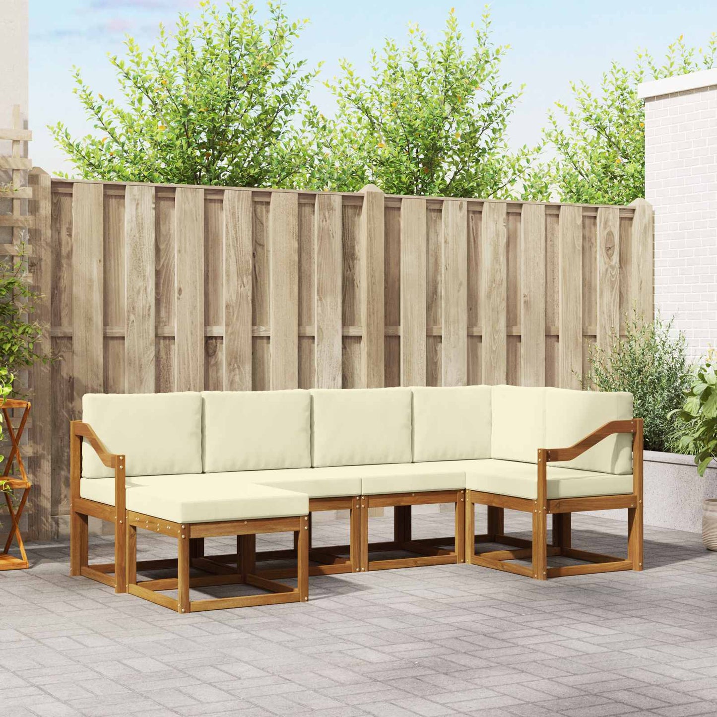 Outdoor-Sofagarnitur 6 stk. Natur und Creme