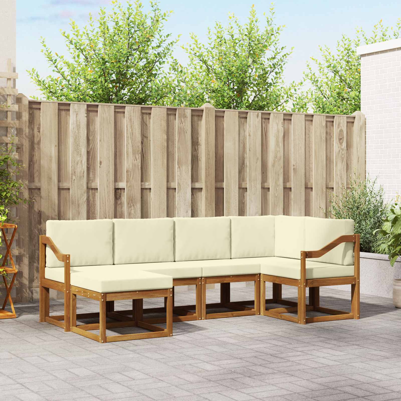 Outdoor-Sofagarnitur 6 stk. Natur und Creme