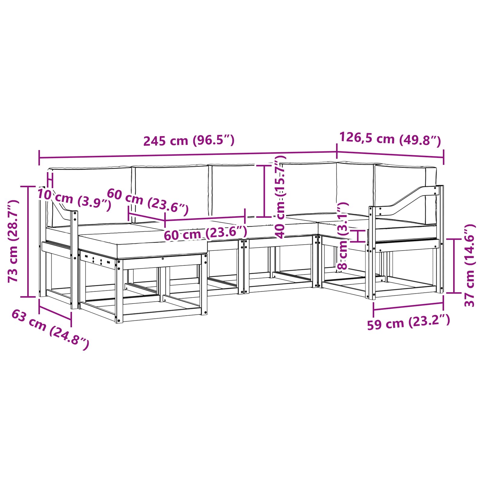 Outdoor-Sofagarnitur 6 stk. Natur und Creme