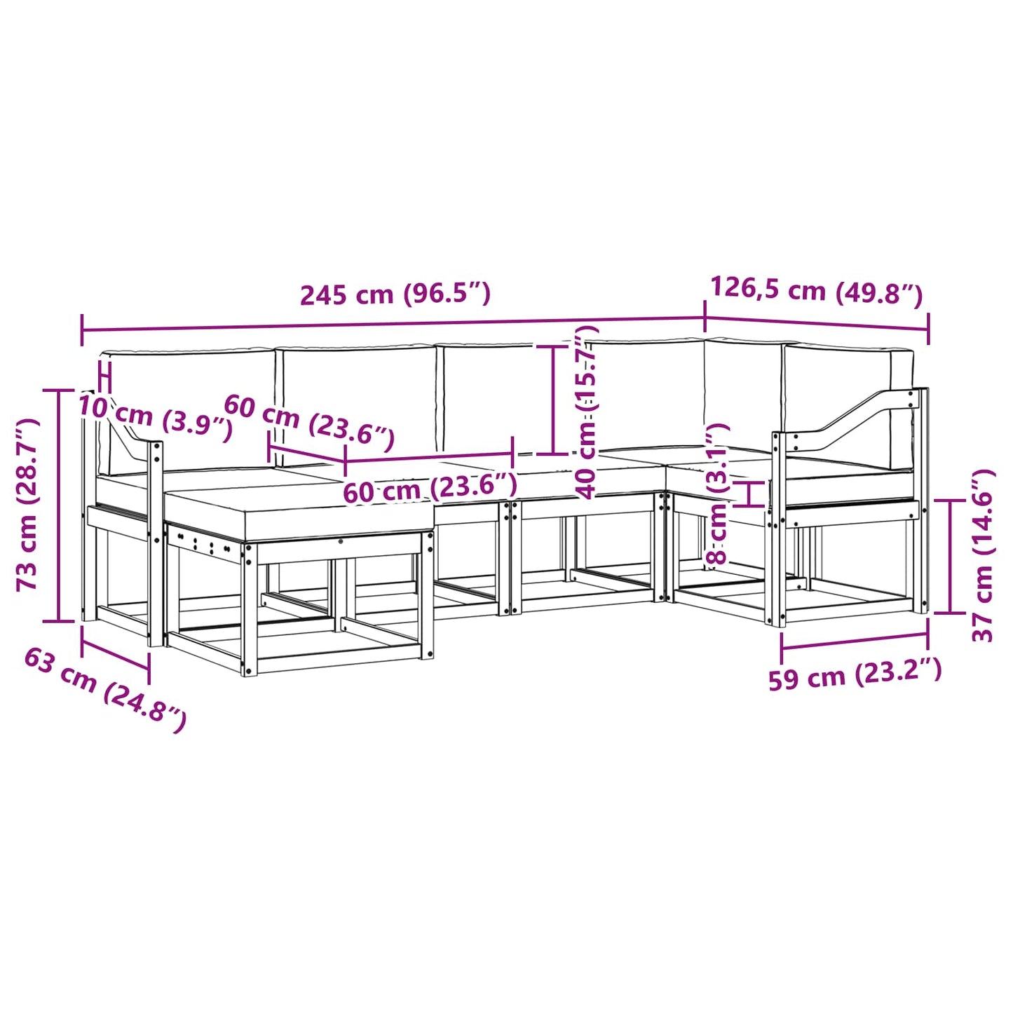 Outdoor-Sofagarnitur 6 stk. Natur und Anthrazit