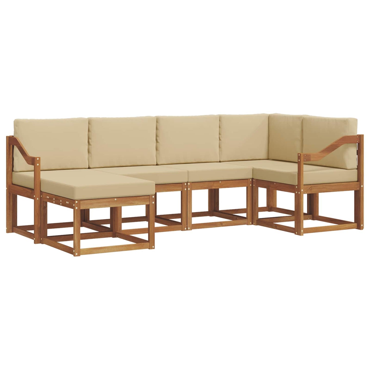Outdoor-Sofagarnitur mit Kissen 6 pcs Natur und Beige