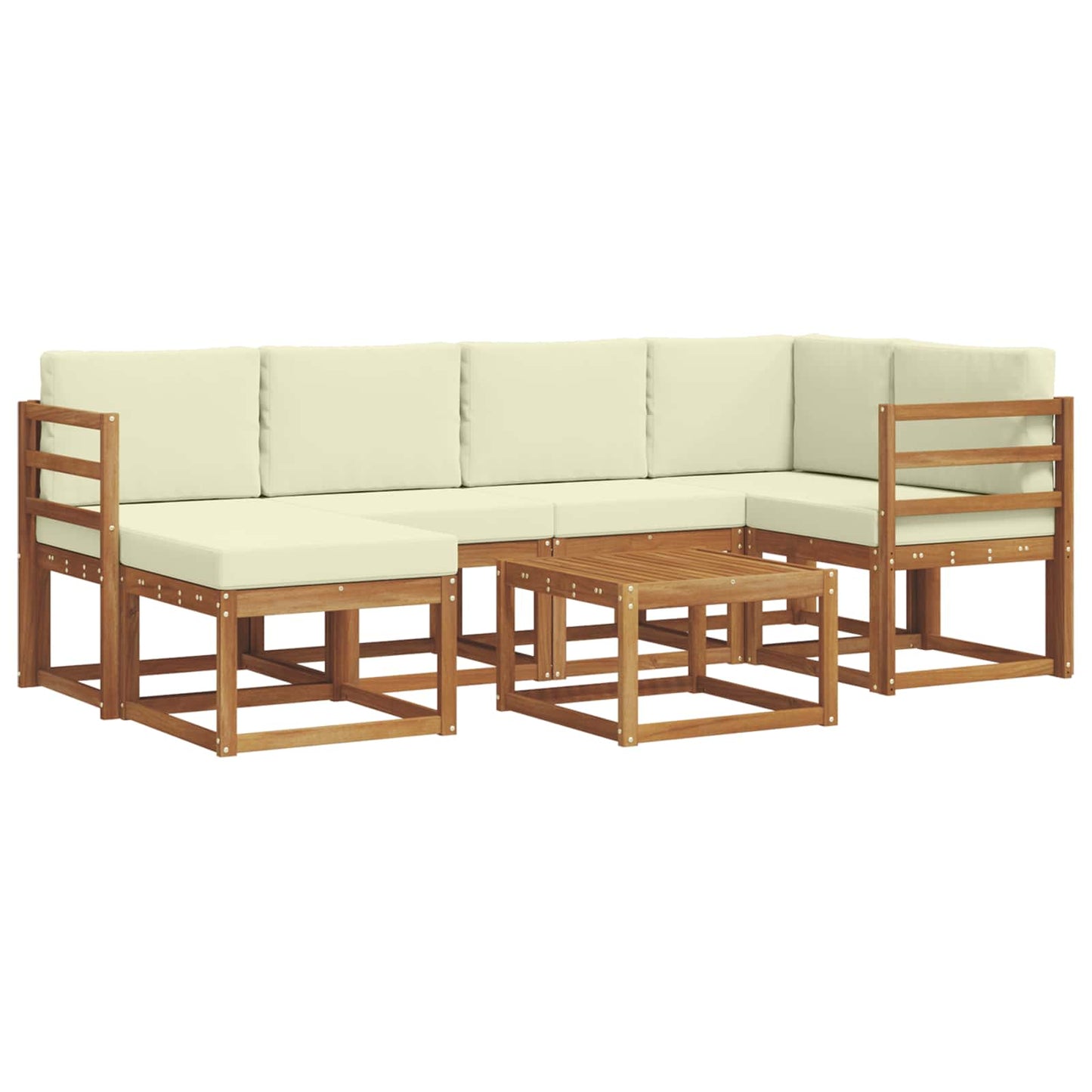 Outdoor-Sofagarnitur 7 stk. Natur und Creme
