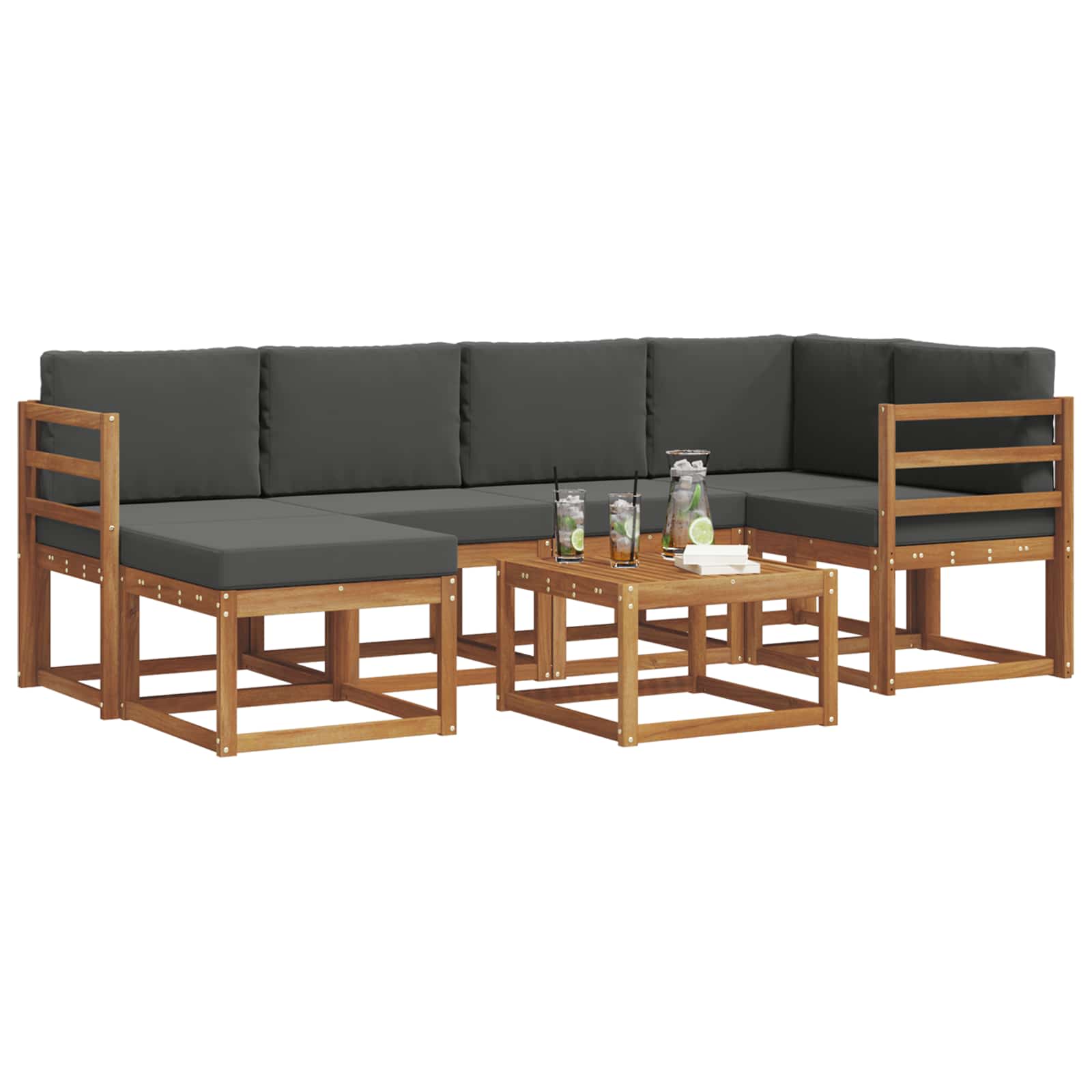 Outdoor-Sofagarnitur 7 stk. Natur und Anthrazit