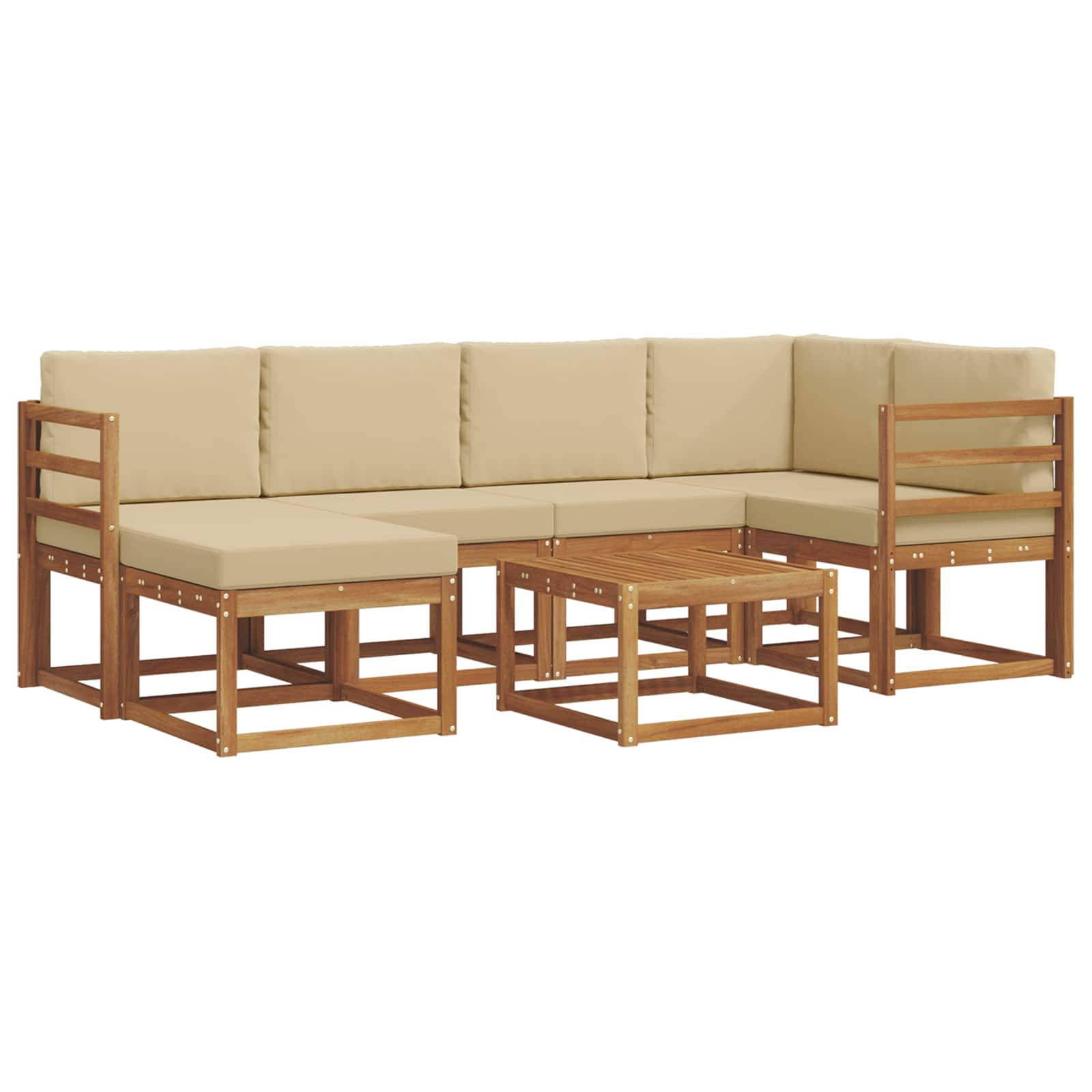 Outdoor-Sofagarnitur mit Kissen 7 pcs Natur und Beige