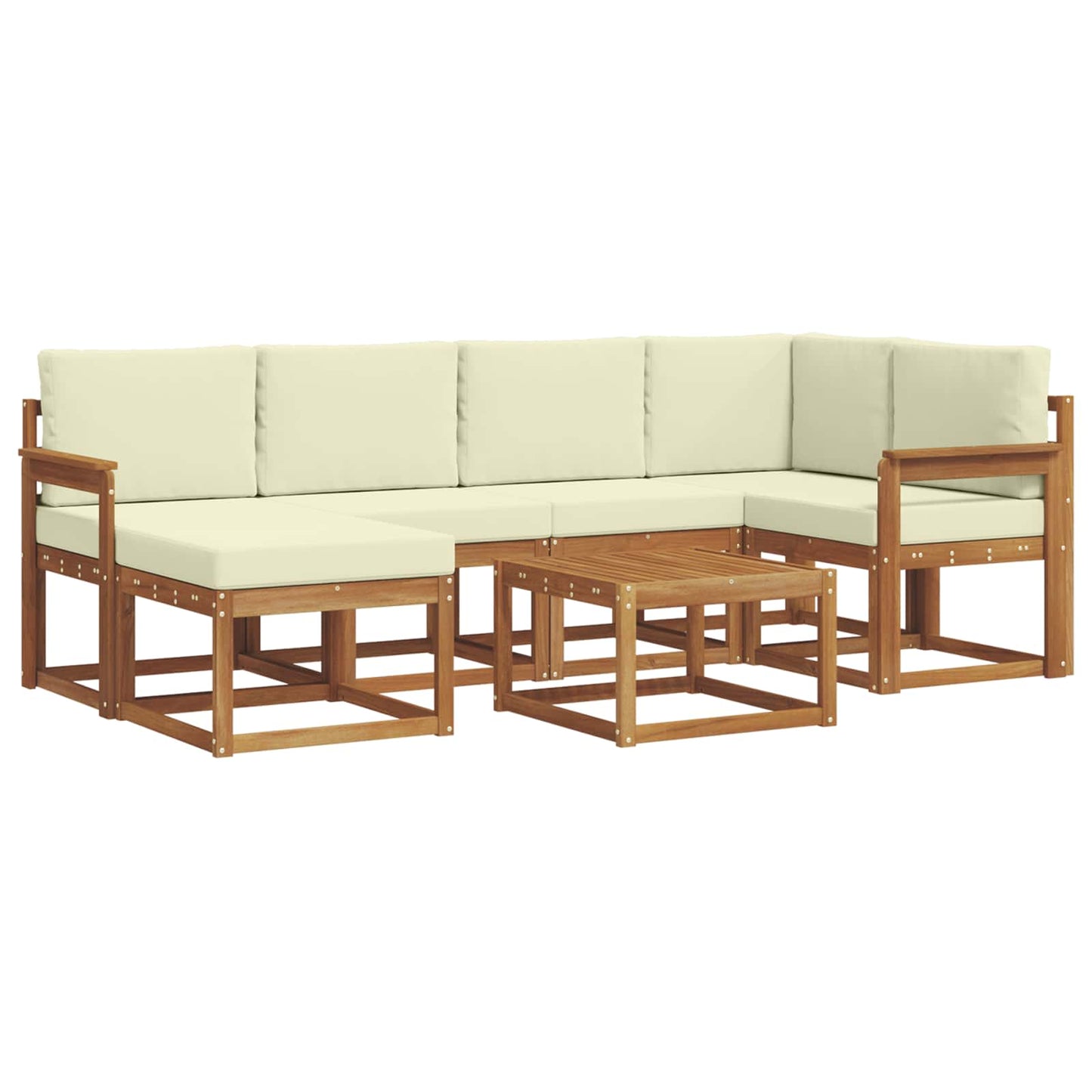 Outdoor-Sofagarnitur 7 stk. Natur und Creme