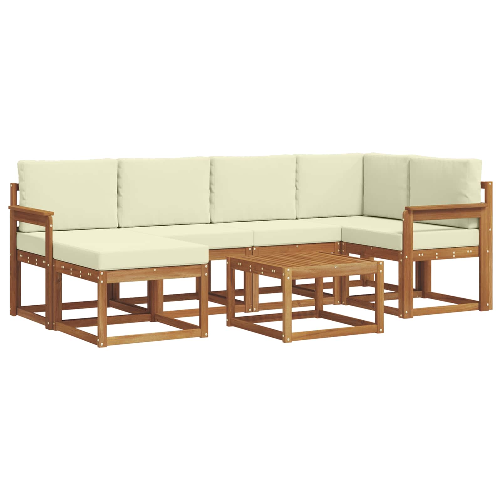 Outdoor-Sofagarnitur 7 stk. Natur und Creme