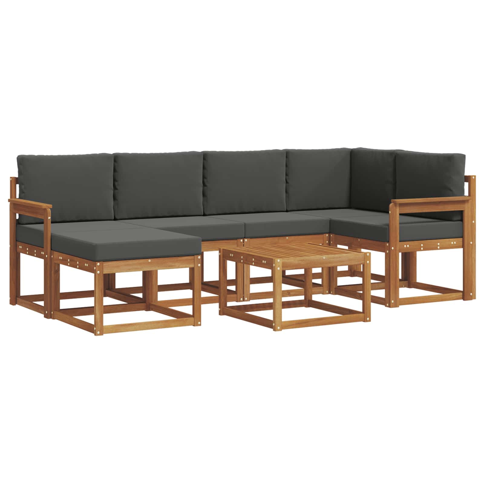 Outdoor-Sofagarnitur 7 stk. Natur und Anthrazit