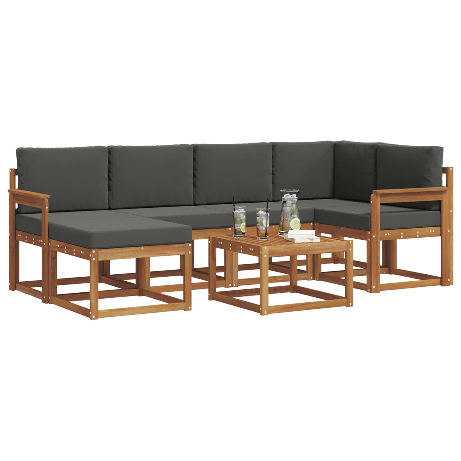 Outdoor-Sofagarnitur 7 stk. Natur und Anthrazit