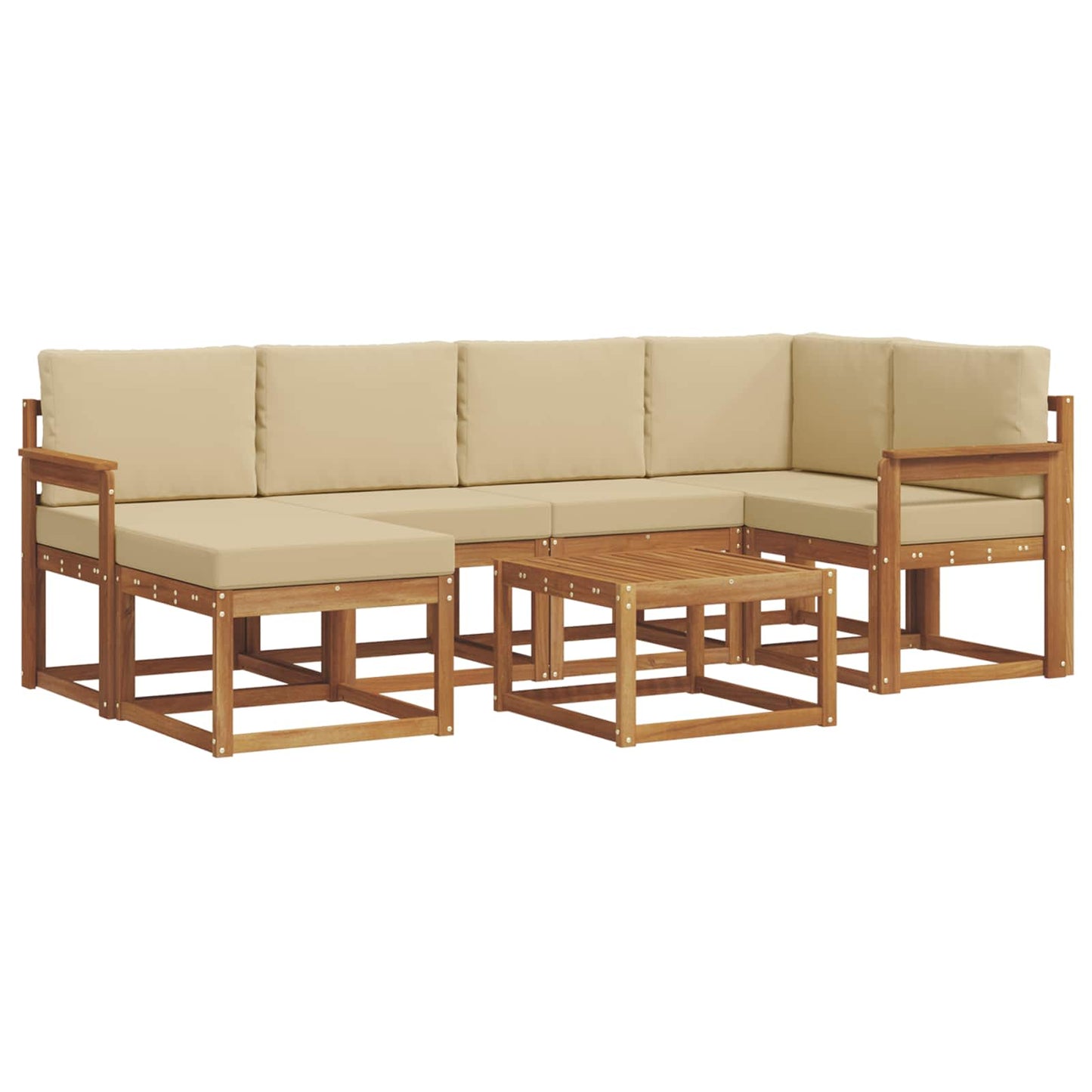 Outdoor-Sofagarnitur mit Kissen 7 pcs Natur und Beige