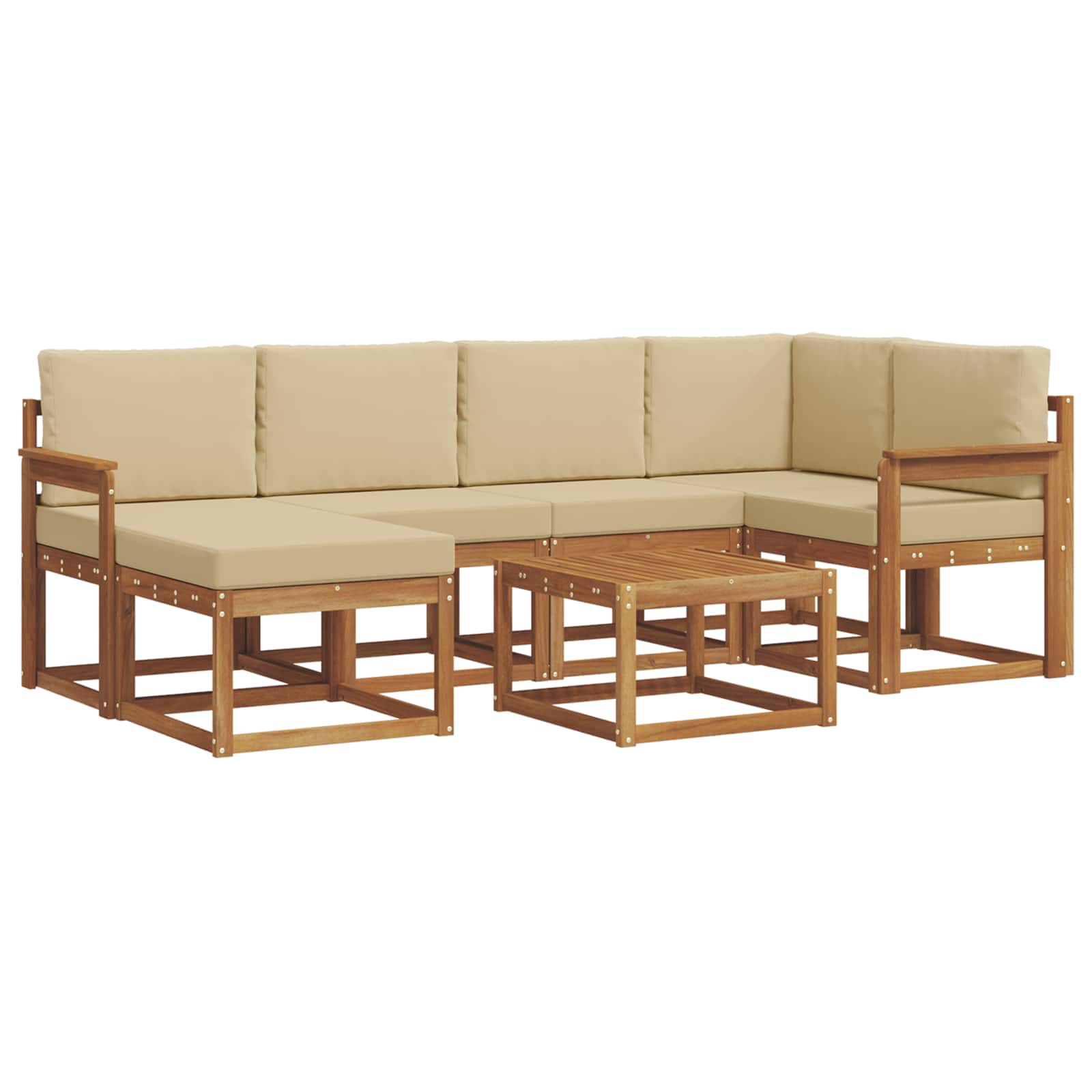 Outdoor-Sofagarnitur mit Kissen 7 pcs Natur und Beige