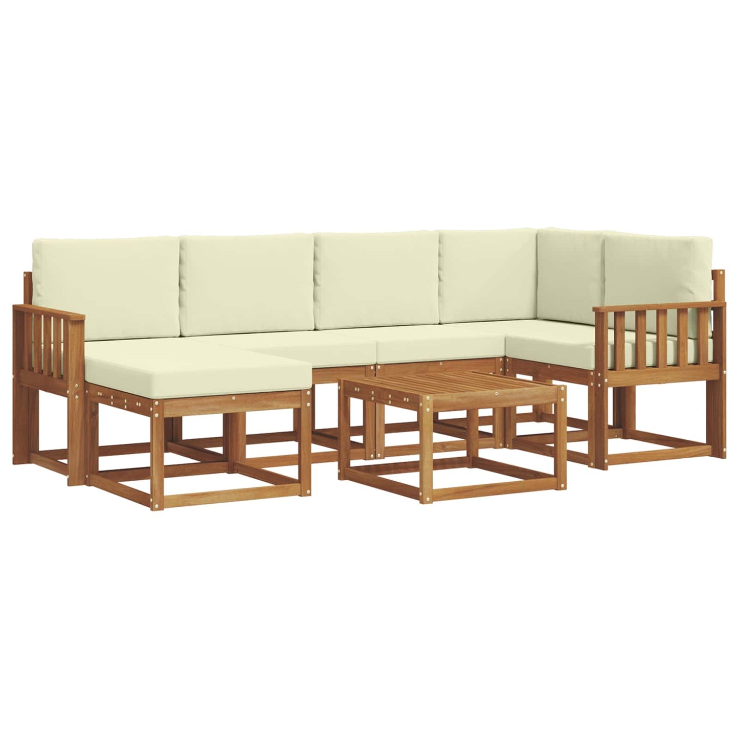 Outdoor-Sofagarnitur 7 stk. Natur und Creme