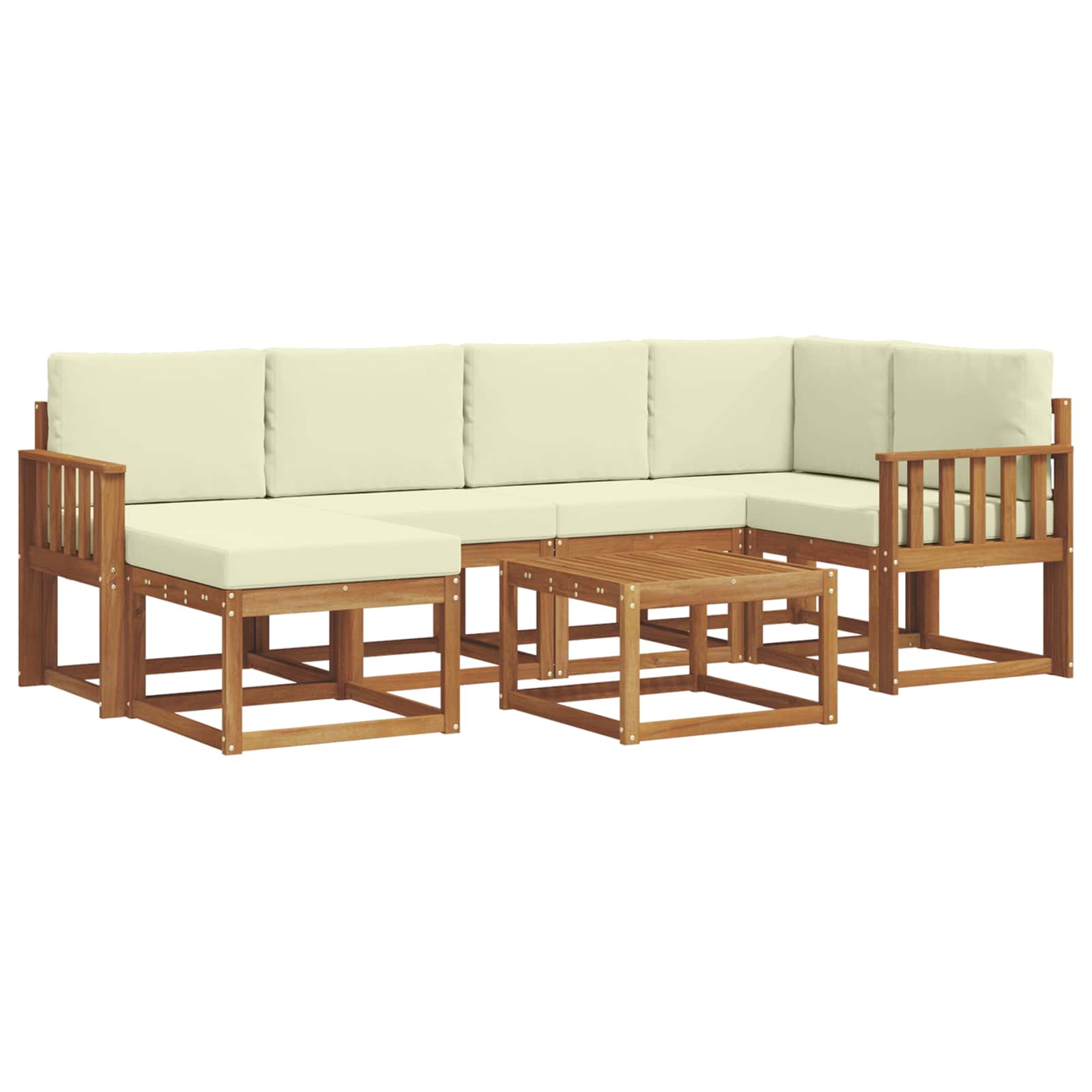 Outdoor-Sofagarnitur 7 stk. Natur und Creme