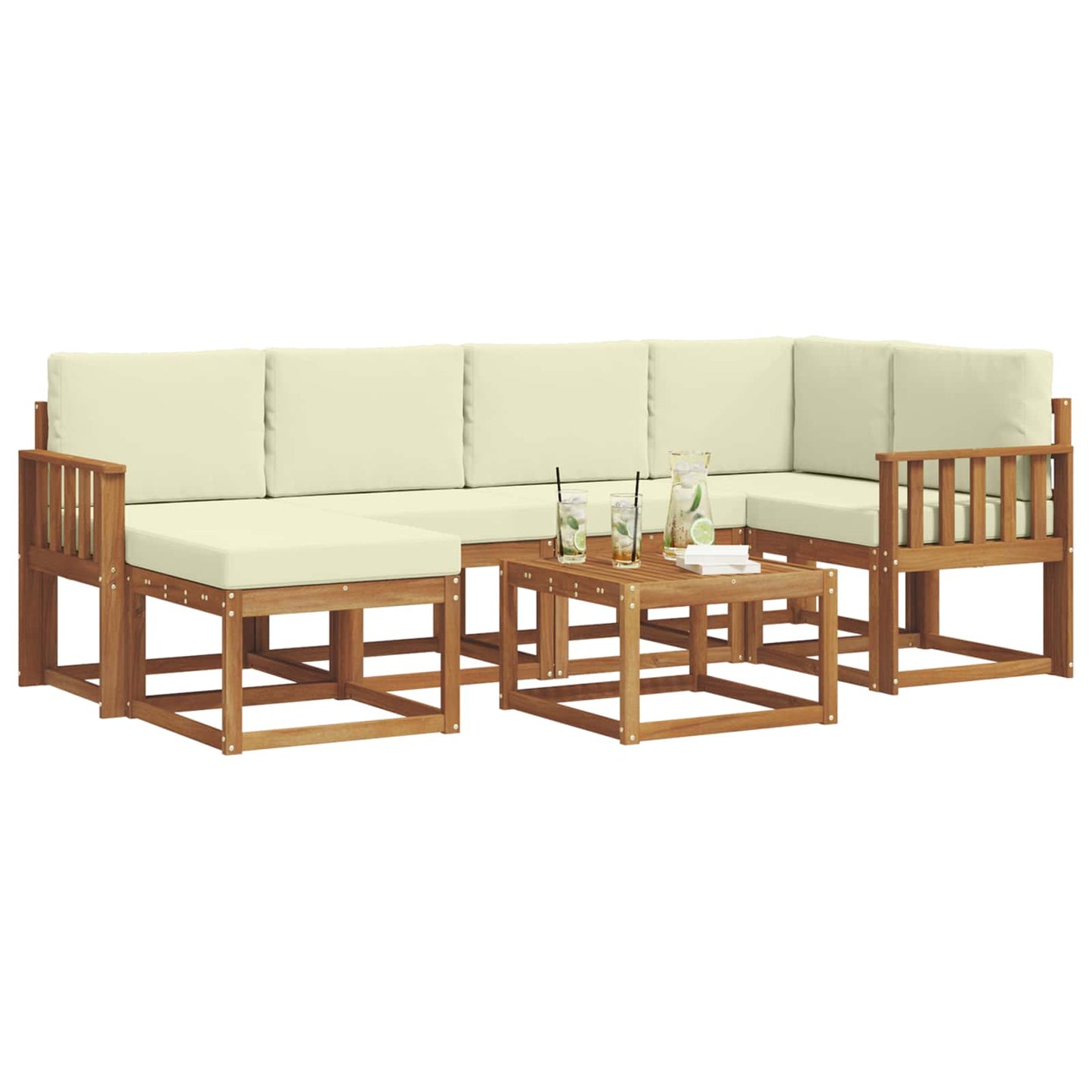 Outdoor-Sofagarnitur 7 stk. Natur und Creme
