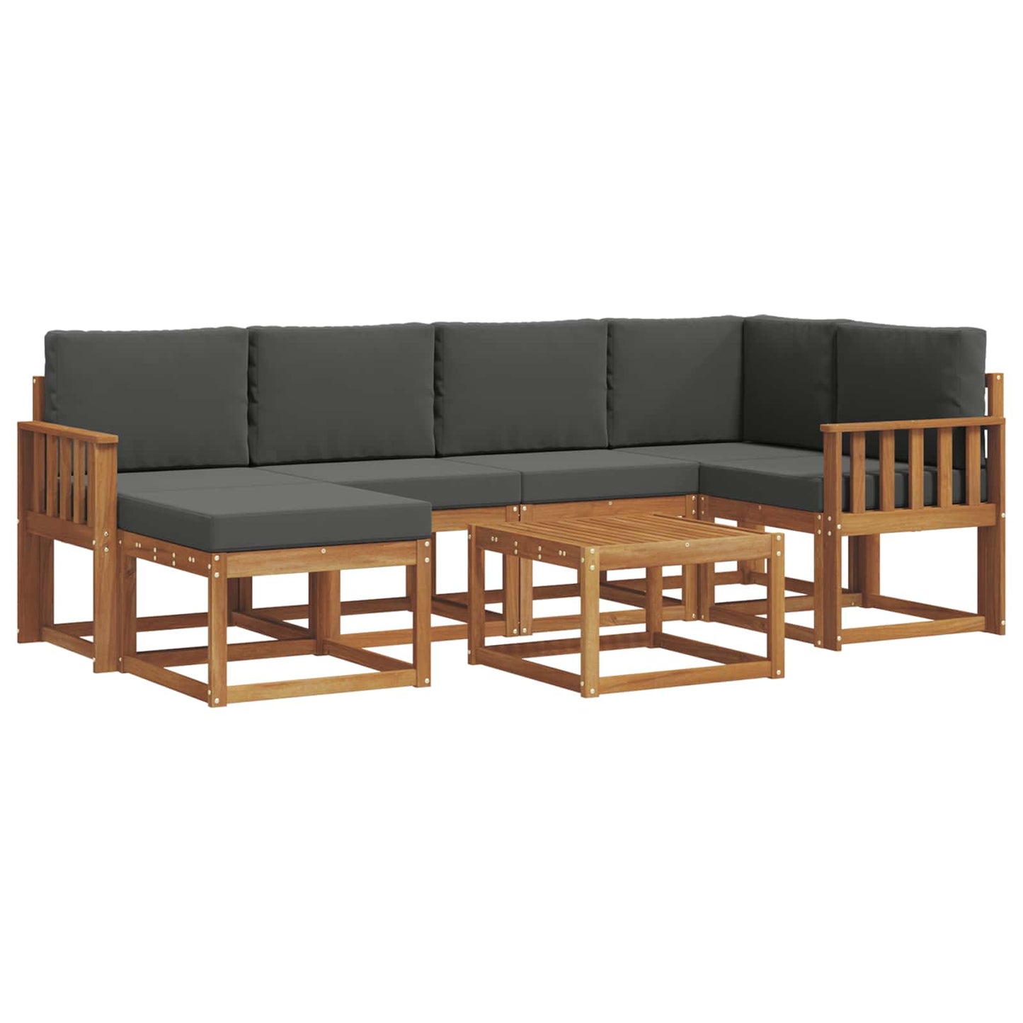 Outdoor-Sofagarnitur 7 stk. Natur und Anthrazit