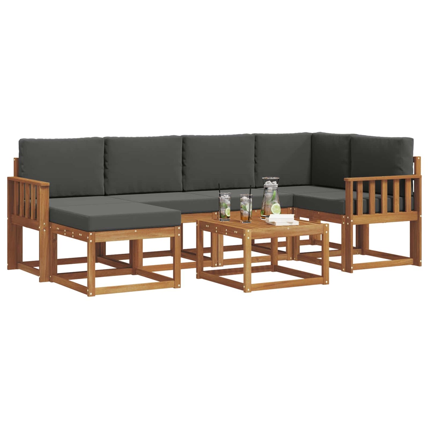 Outdoor-Sofagarnitur 7 stk. Natur und Anthrazit