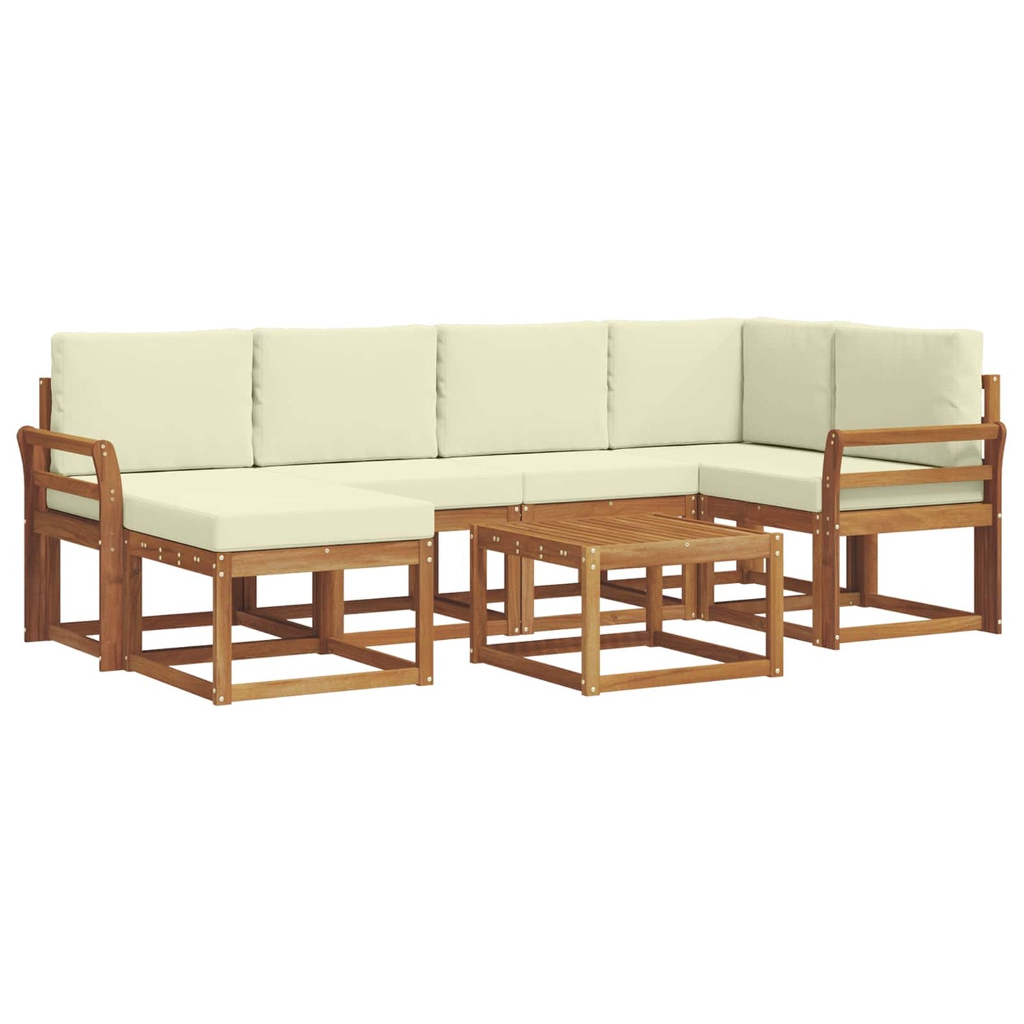 Outdoor-Sofagarnitur 7 stk. Natur und Creme