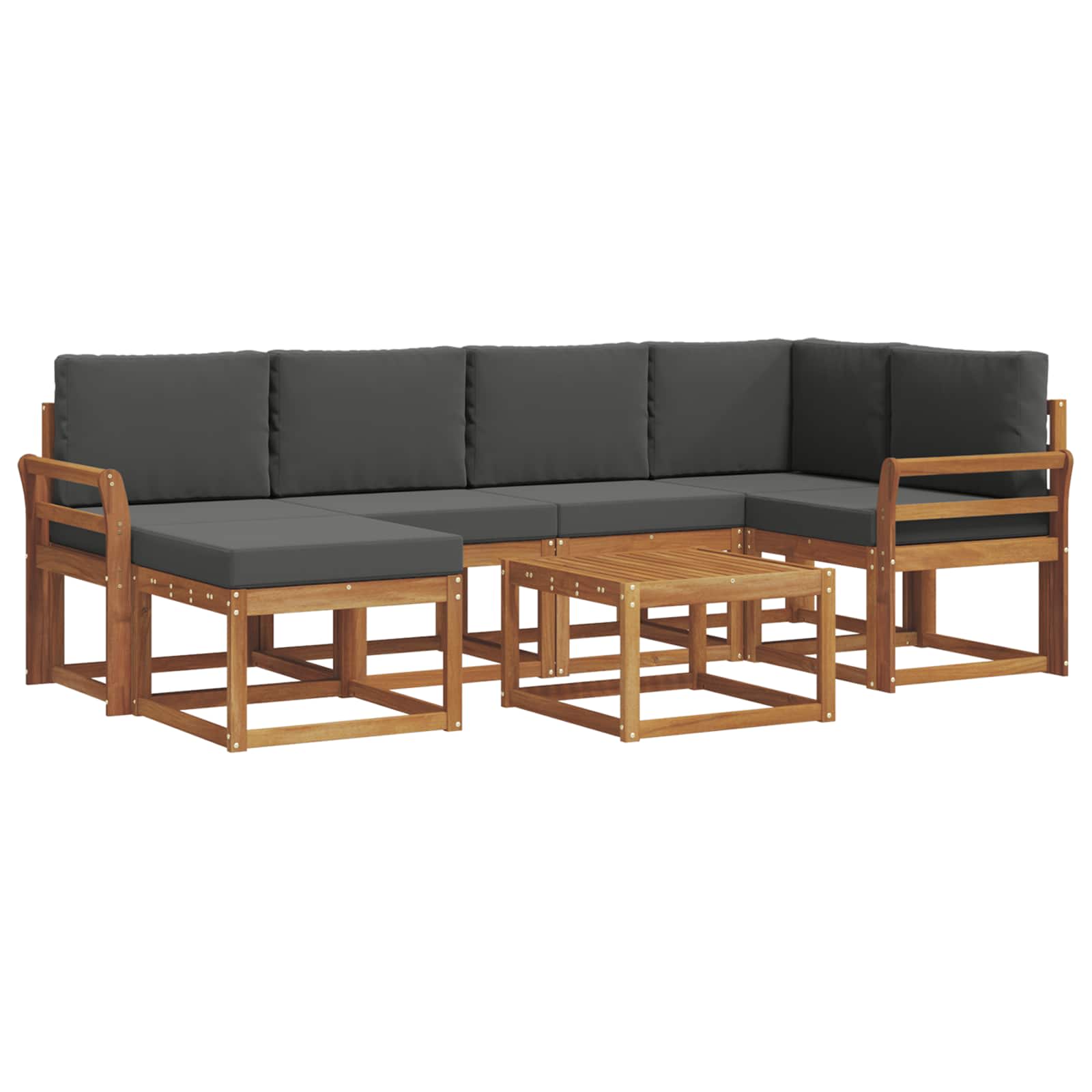 Outdoor-Sofagarnitur 7 stk. Natur und Anthrazit