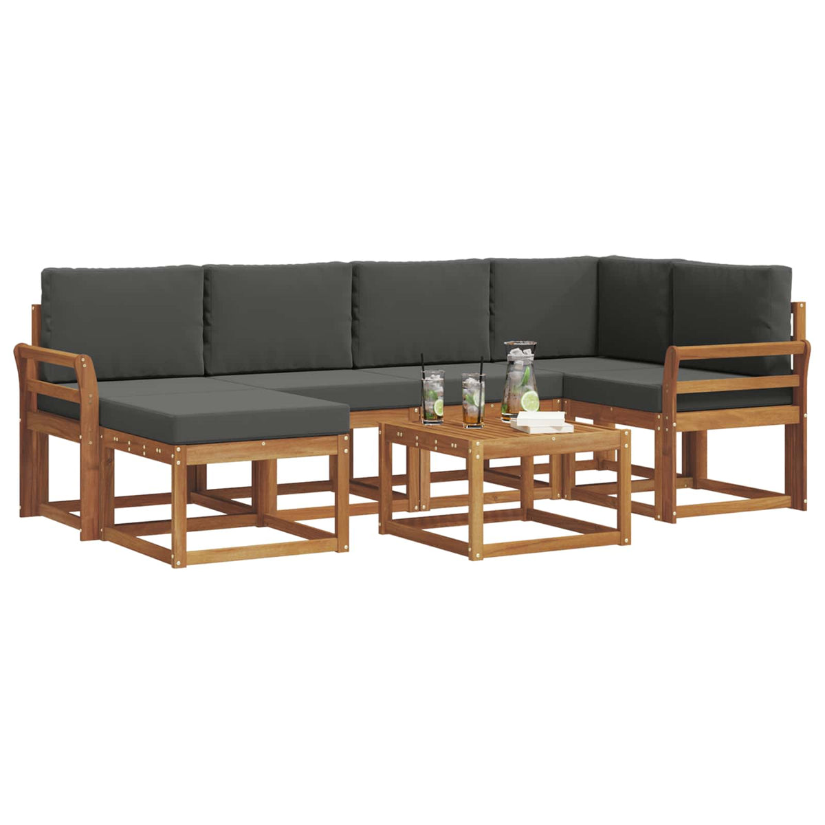Outdoor-Sofagarnitur 7 stk. Natur und Anthrazit