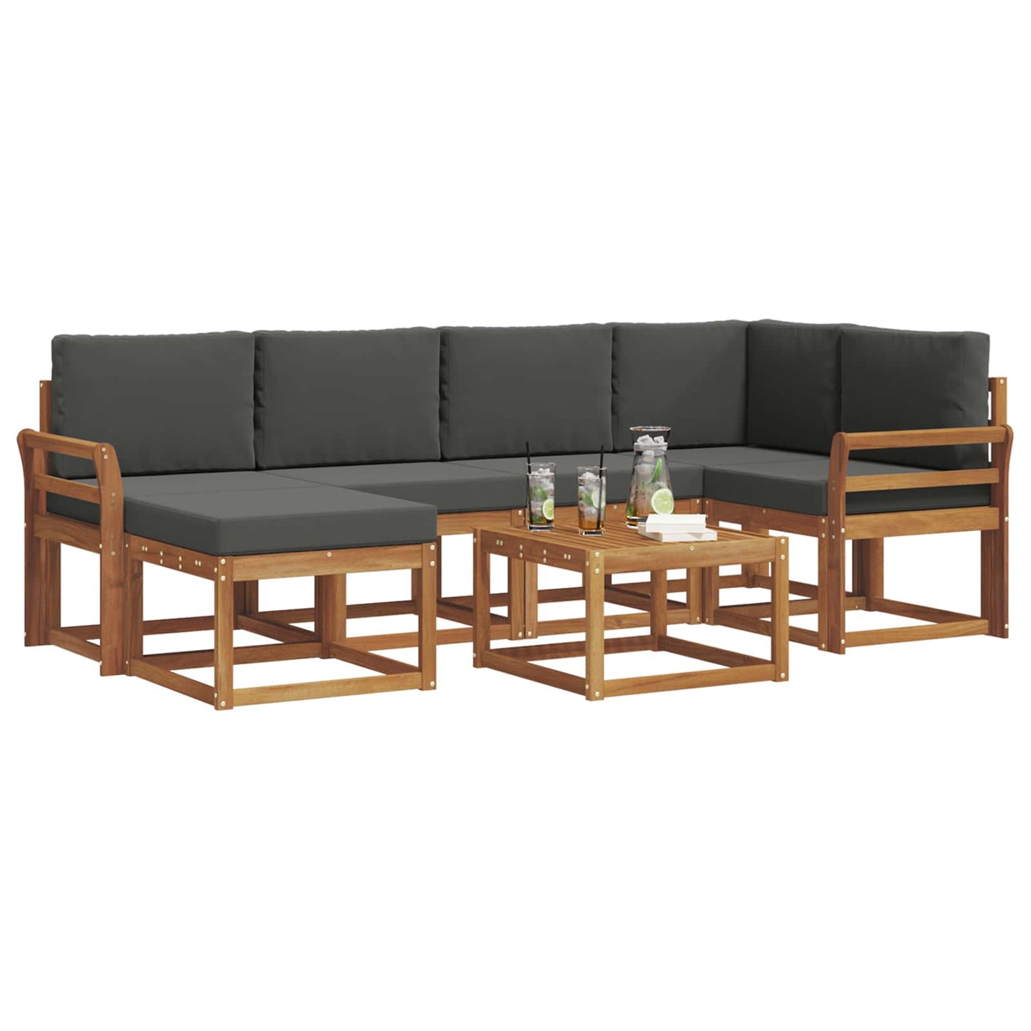 Outdoor-Sofagarnitur 7 stk. Natur und Anthrazit