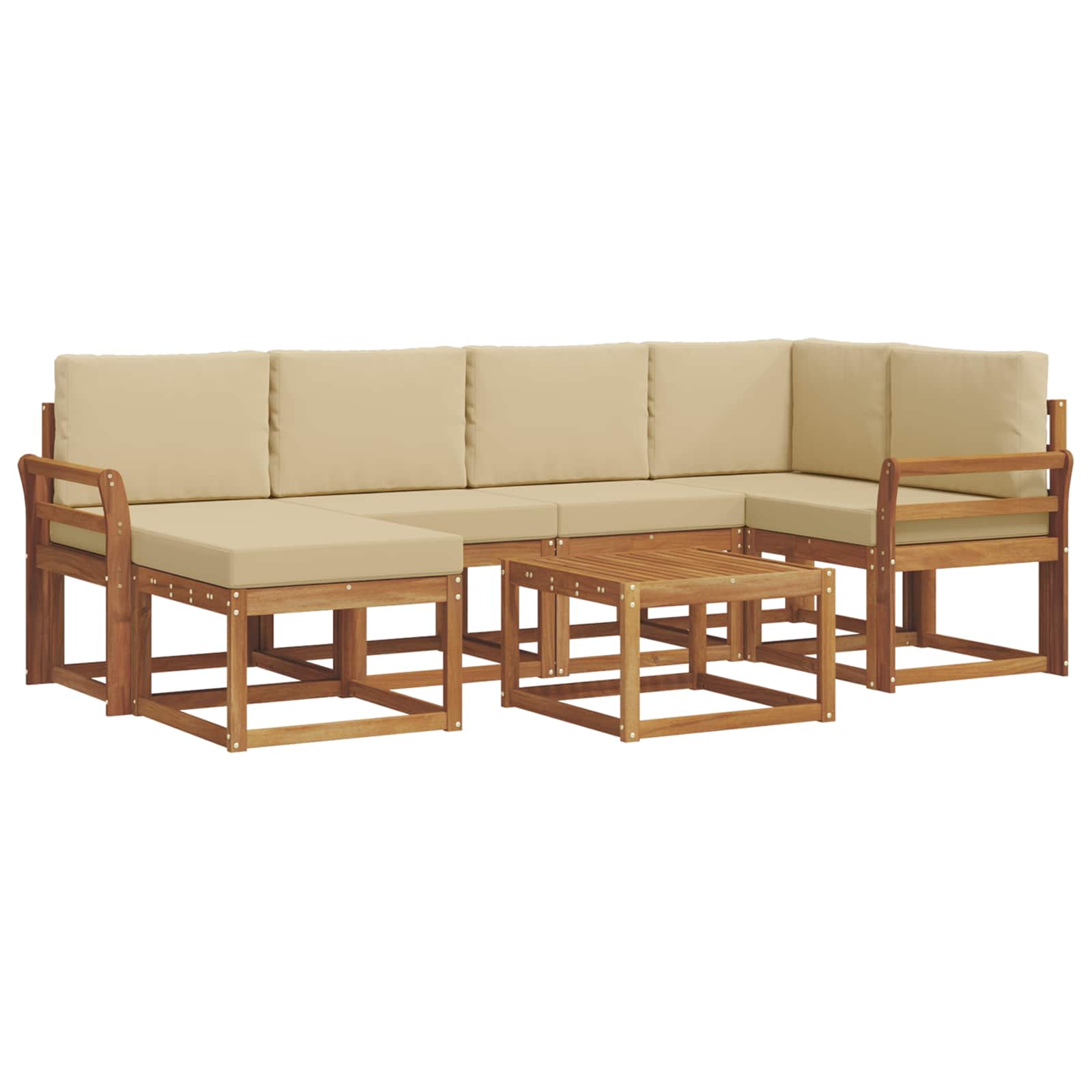 Outdoor-Sofagarnitur mit Kissen 7 pcs Natur und Beige