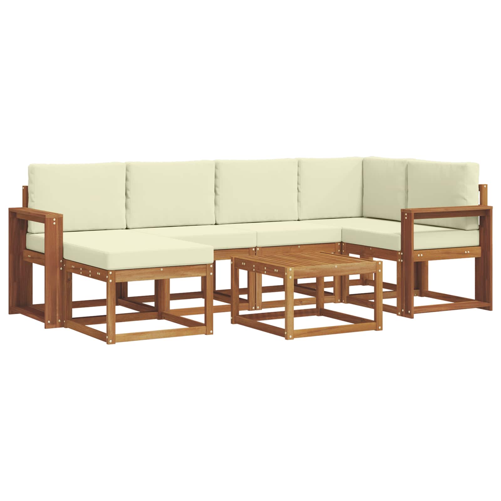 Outdoor-Sofagarnitur mit Kissen 7 pcs Natur und Creme
