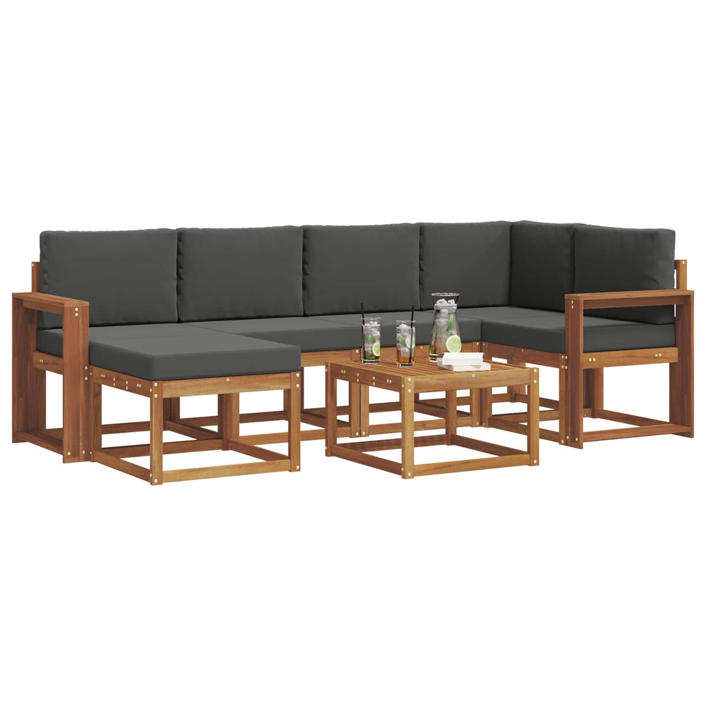 Outdoor-Sofagarnitur 7 stk. Natur und Anthrazit