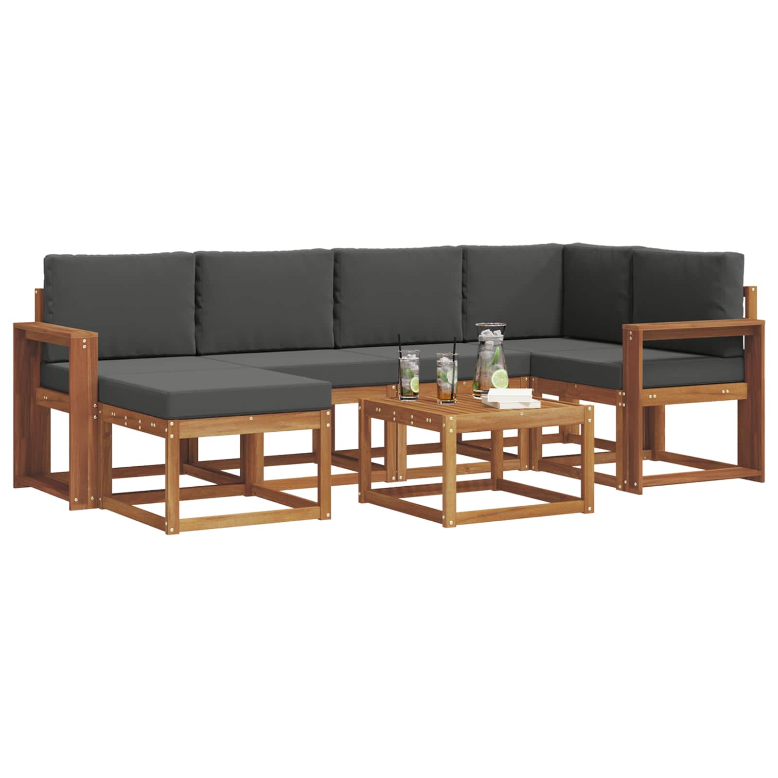 Outdoor-Sofagarnitur 7 stk. Natur und Anthrazit