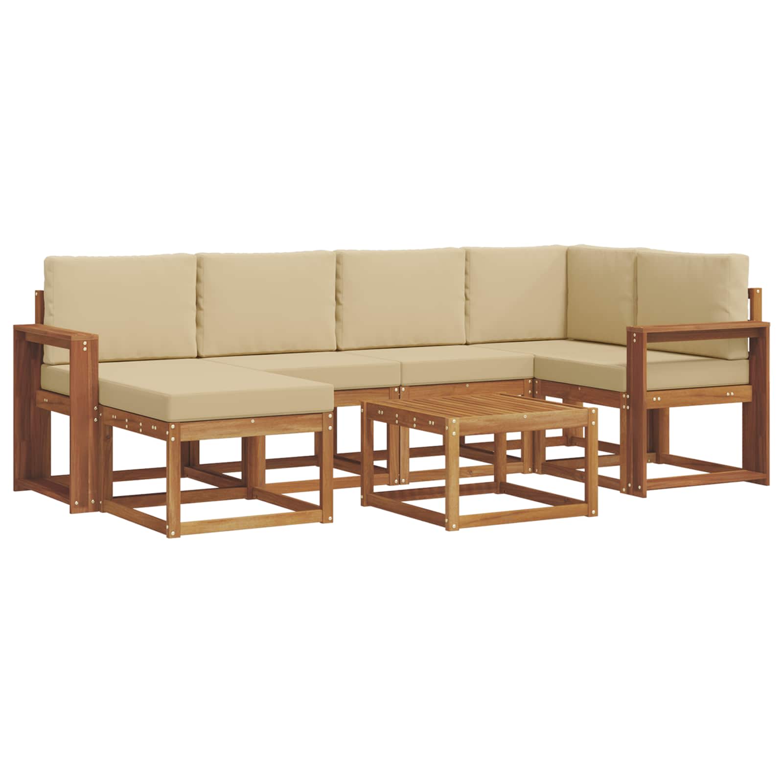 Outdoor-Sofagarnitur mit Kissen 7 pcs Natur und Beige