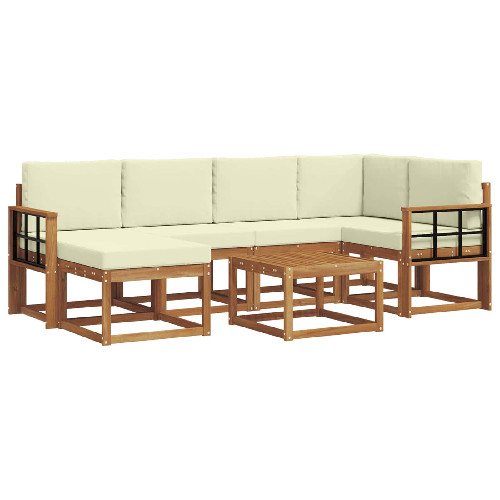 Outdoor-Sofagarnitur 7 stk. Natur und Creme